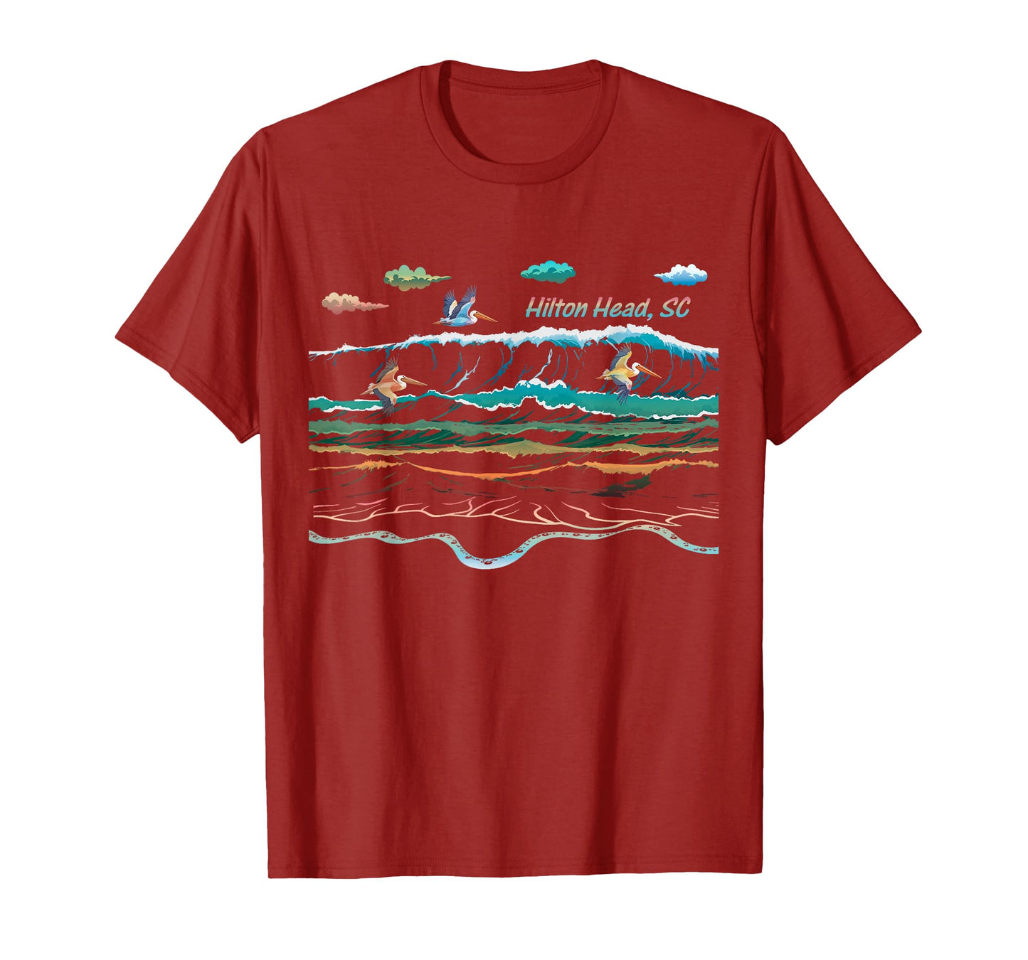 Hilton Head SC South Carolina Waves Pelican Bird Watcher T-Shirt