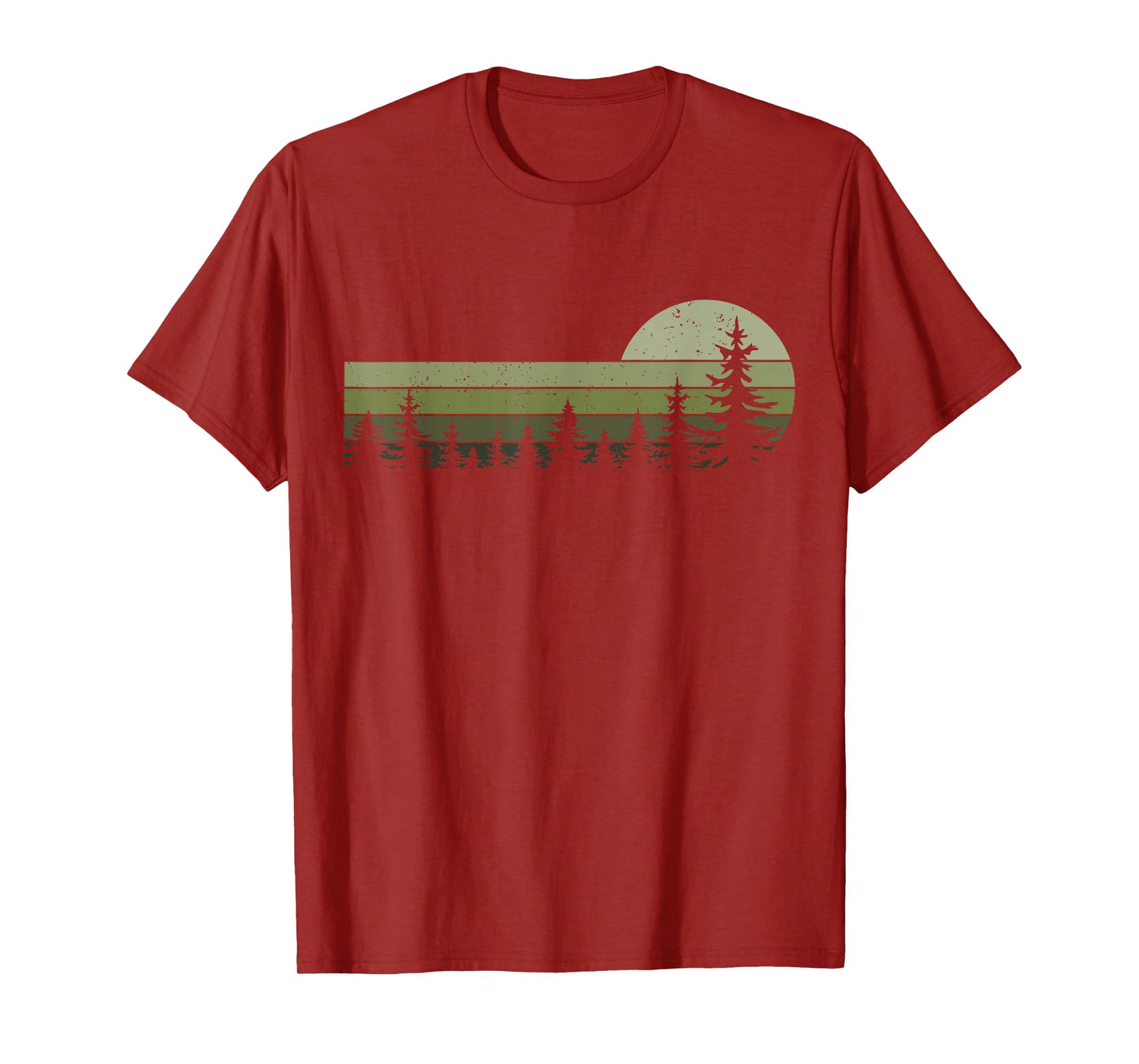 Wildlife Vintage Sunset Mountain Forest Trees Hiking Nature T-Shirt