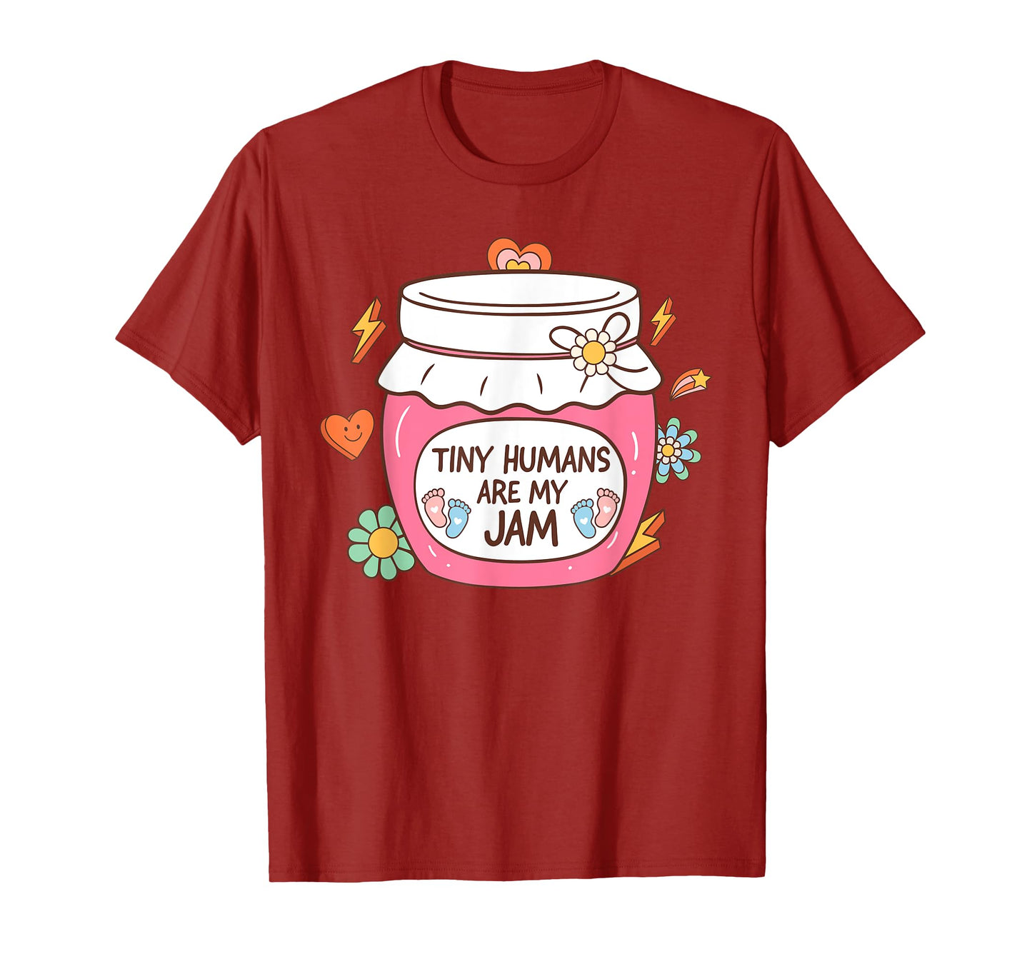 Tiny Humans Are My Jam Favorite L&D NICU Nurse Groovy Retro T-Shirt