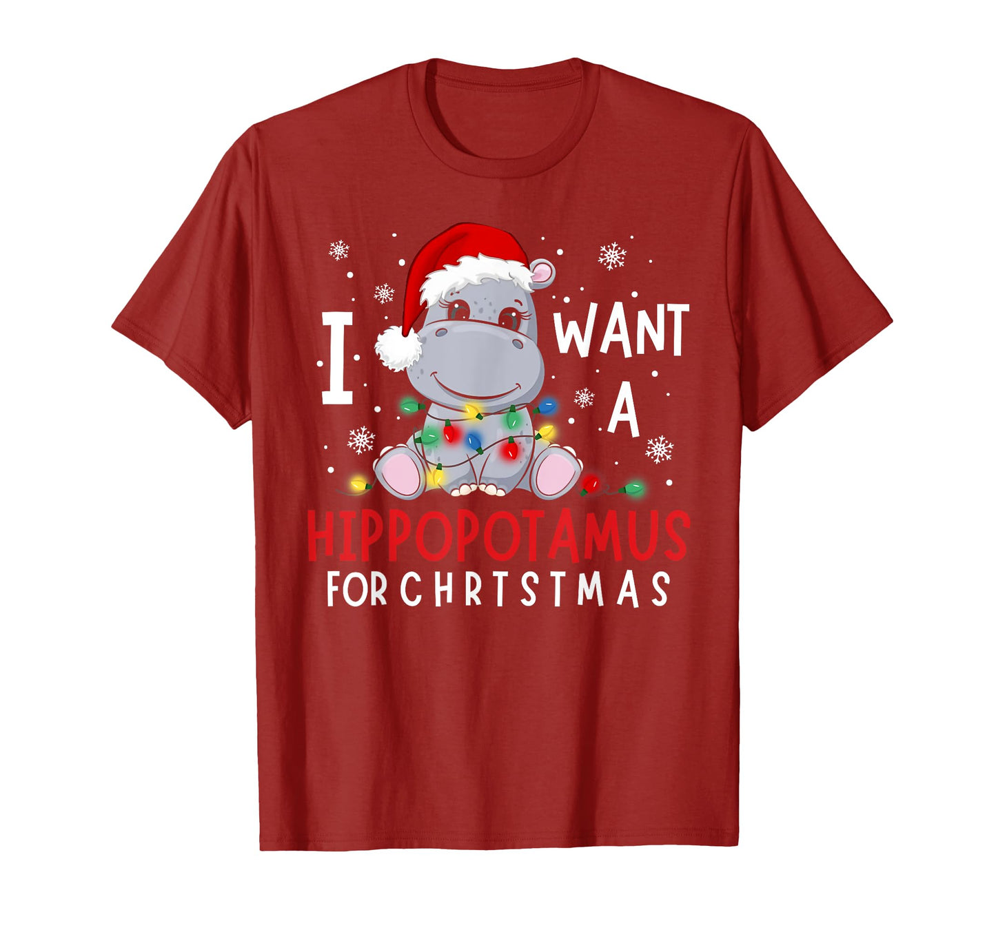 I Want A Hippopotamus For Christmas Xmas Hippo for Kid Women T-Shirt
