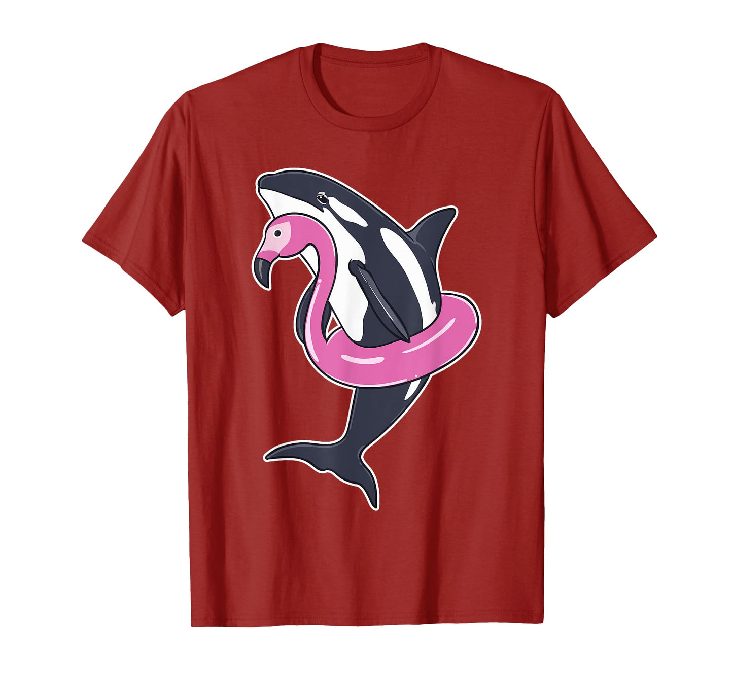 Funny Orca Flamingo Pool Party Men Women Kids Beach Summer T-Shirt