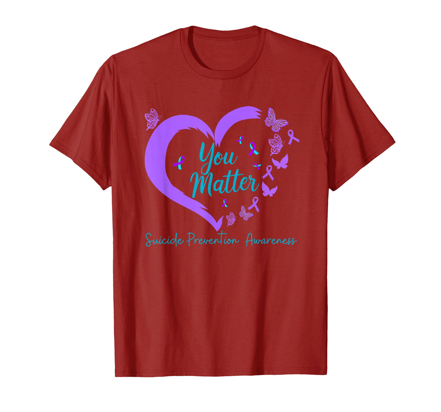 Suicide Prevention Awareness Teal Purple Ribbons You Matters T-Shirt