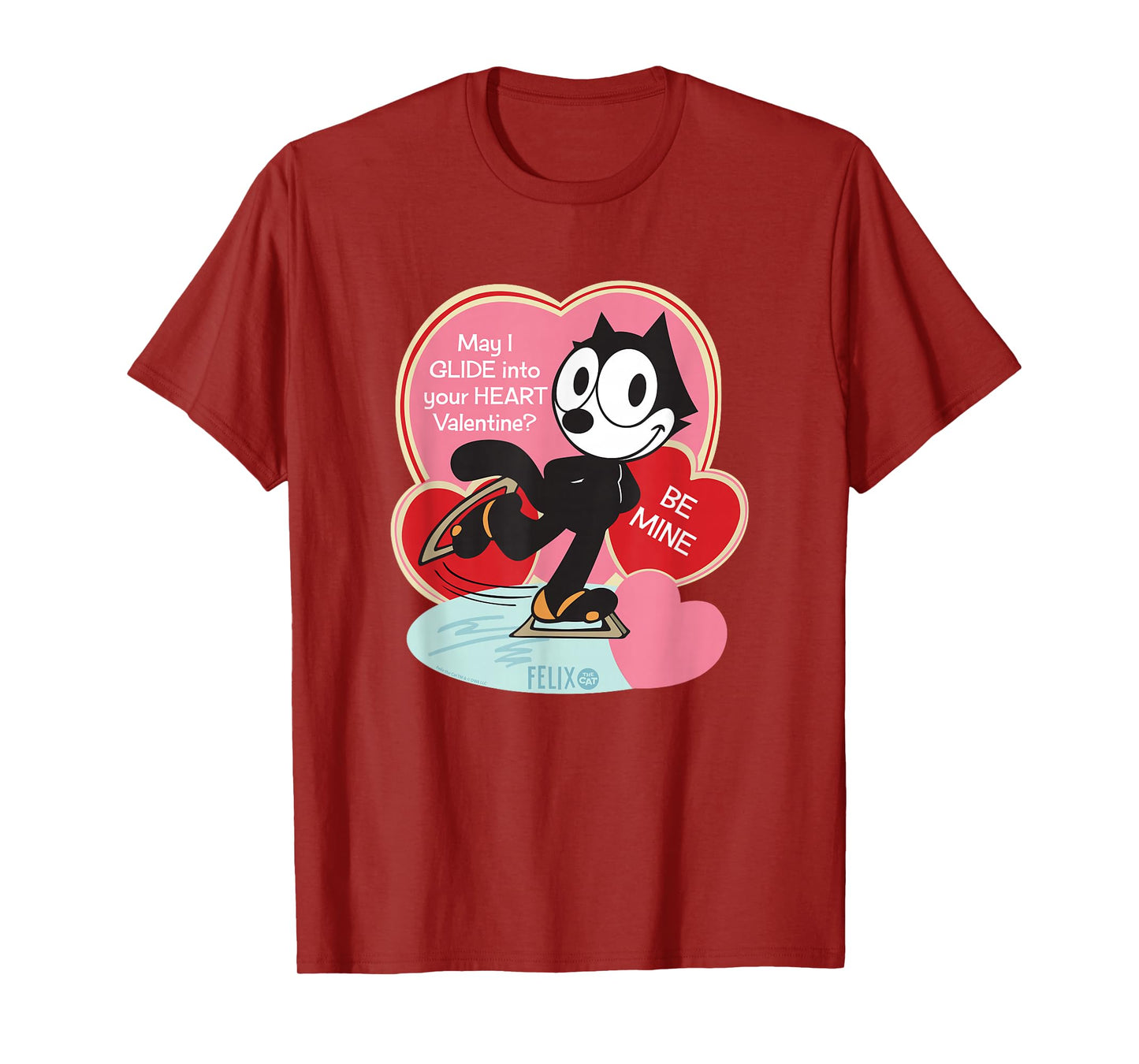 Felix The Cat Ice Skating Valentine T-Shirt