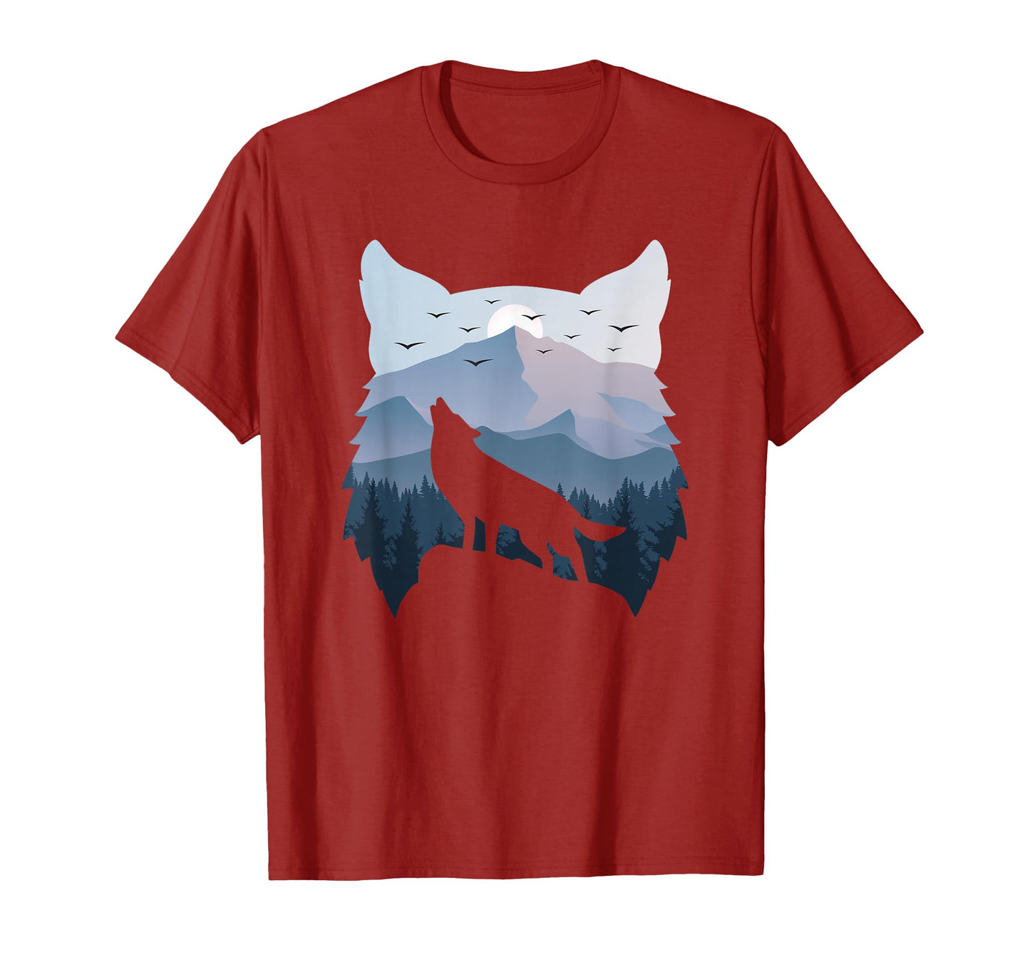 Wolf Landscape Mountain Wildlife Animal Nature Men Women T-Shirt