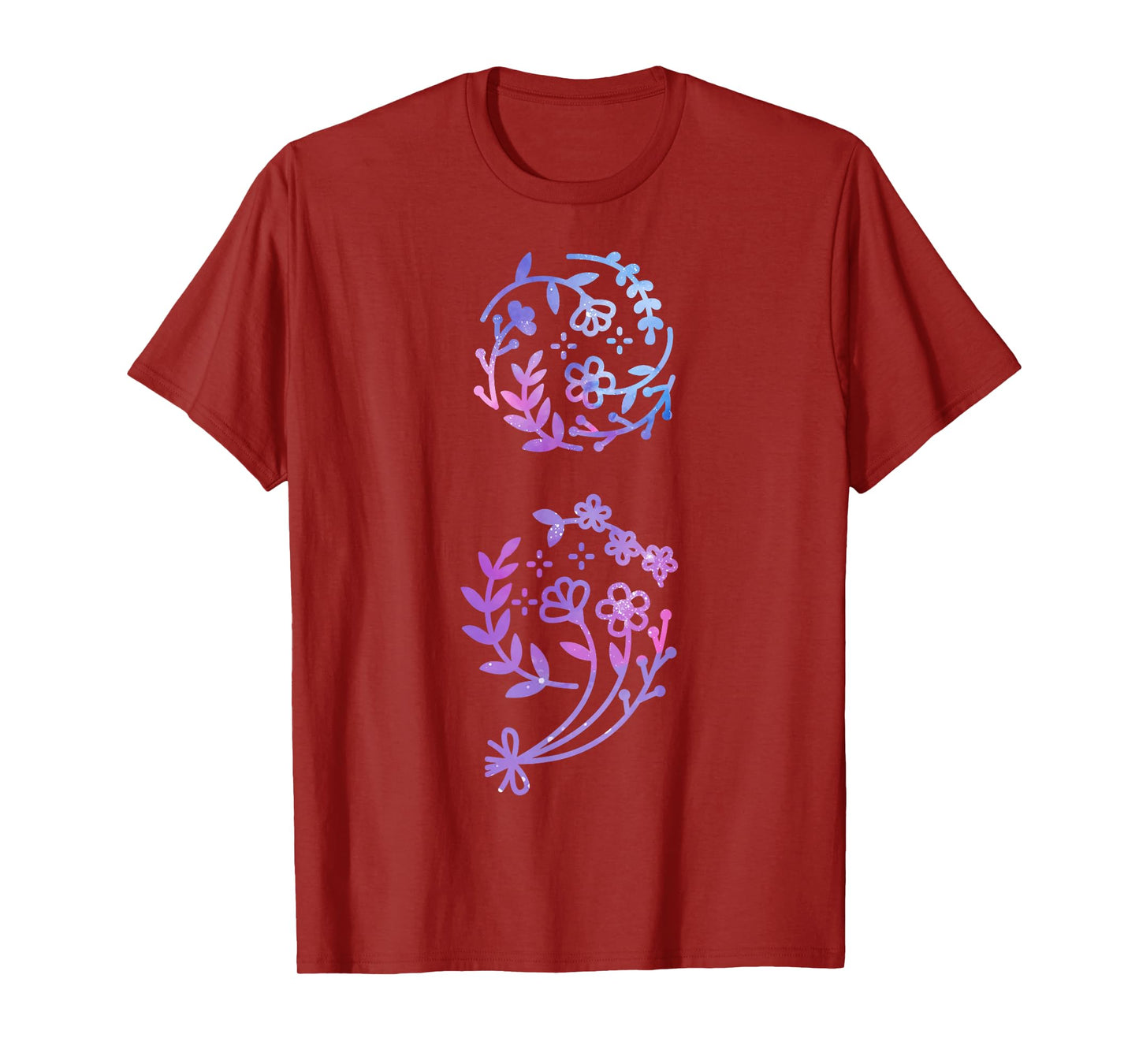 Semicolon Suicide Prevention Awareness Flower Teal Purple T-Shirt