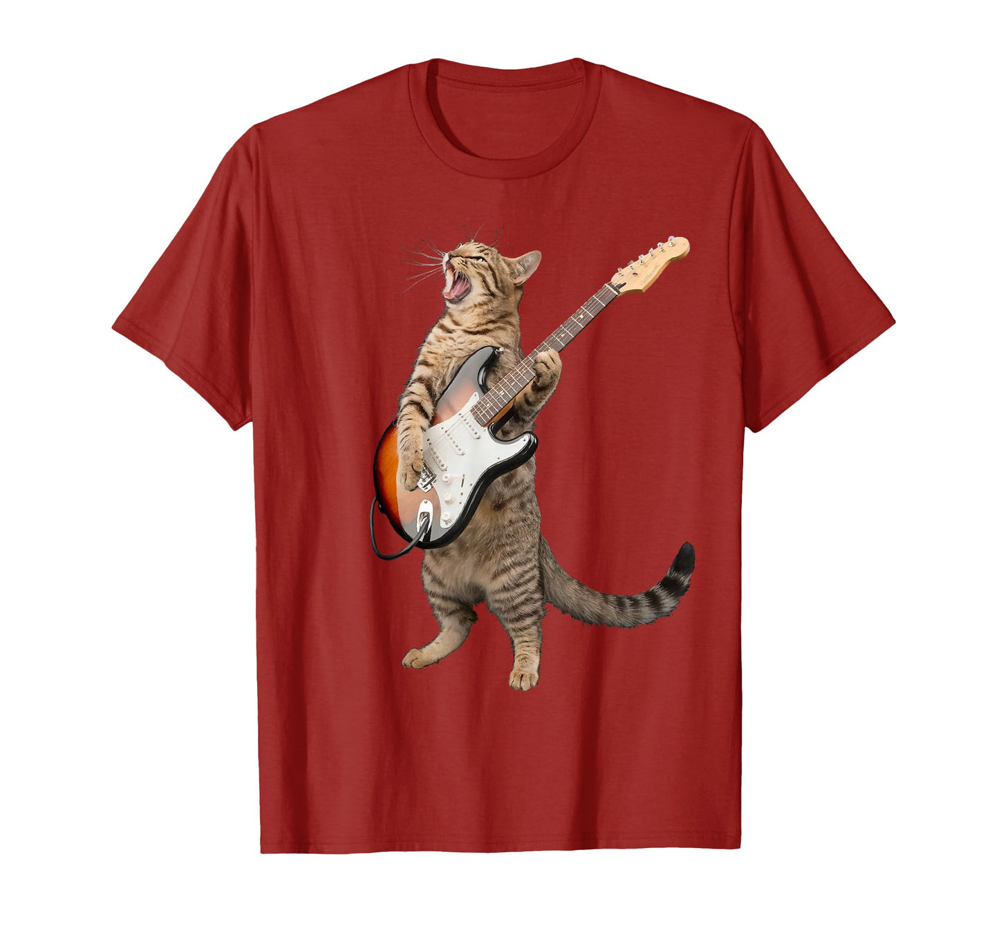 Cat Playing Guitar Shirt Kids Men Women Rock And Roll Band T-Shirt