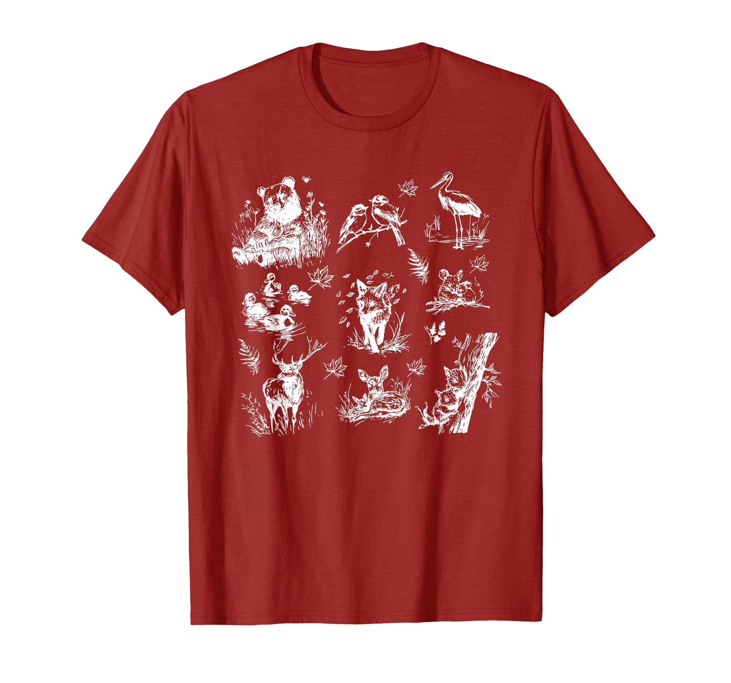 Rustic Forest Animal Sketch Wildlife Nature Drawing T-Shirt