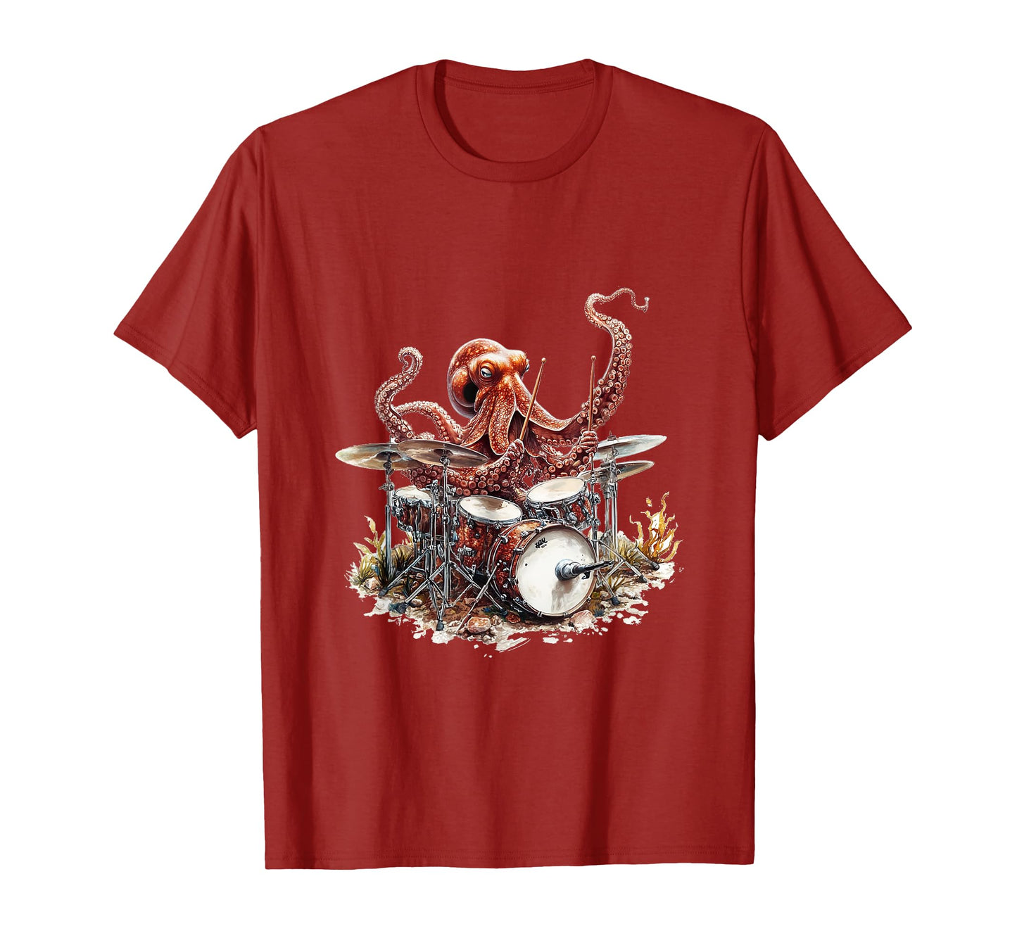 Octopus Playing Drums Sea Music Fun T-Shirt