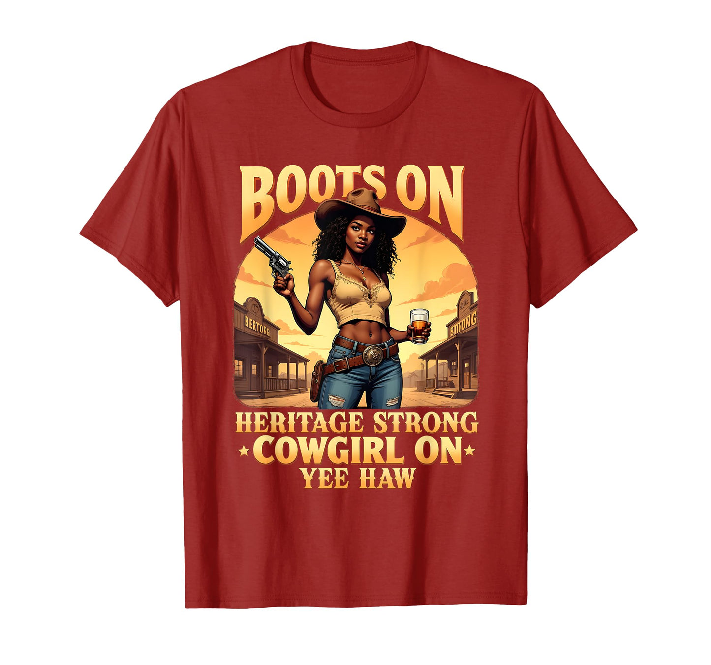 Yehaw Cowgirl On Western Rodeo African American Cowgirl T-Shirt