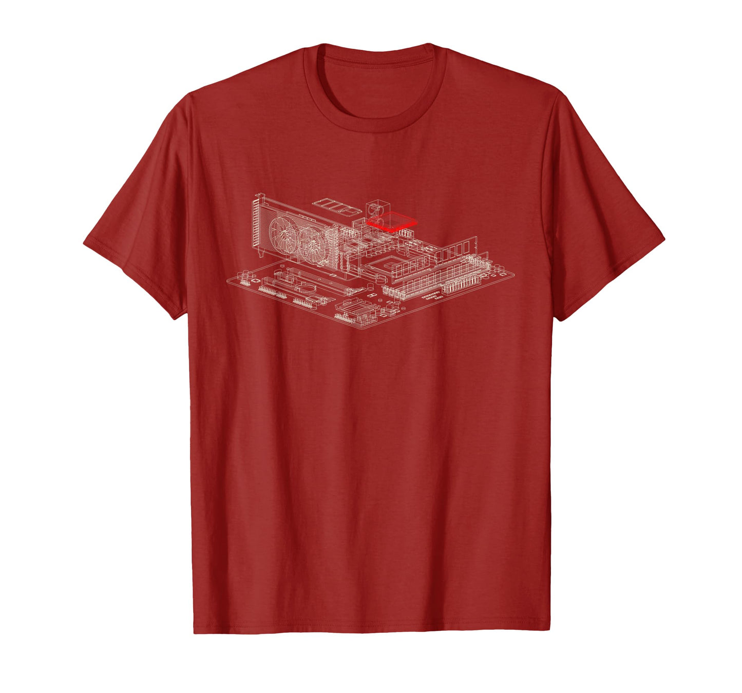 Graphics Card Wireframe, Computer GPU IT Tech Geek Nerd Gift T-Shirt