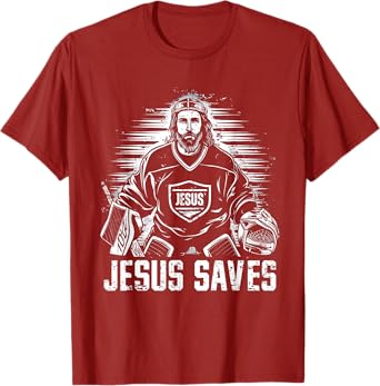 Jesus Saves Ice Hockey Goalie Funny Christian Religion Sport T-Shirt