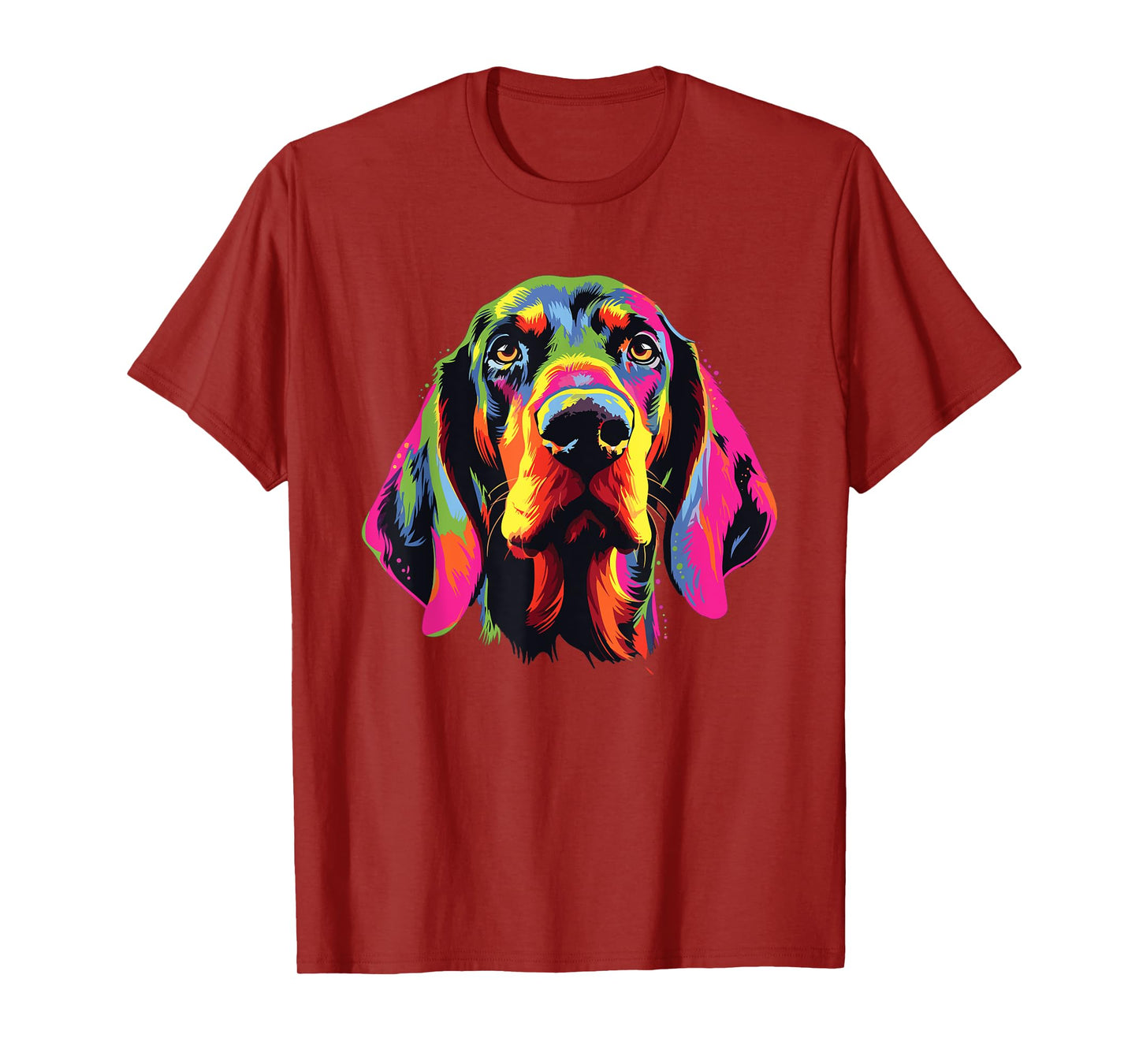 Watercolor Colorful Black And Tan Coonhound Dog Men Women Girls Kids T-Shirt