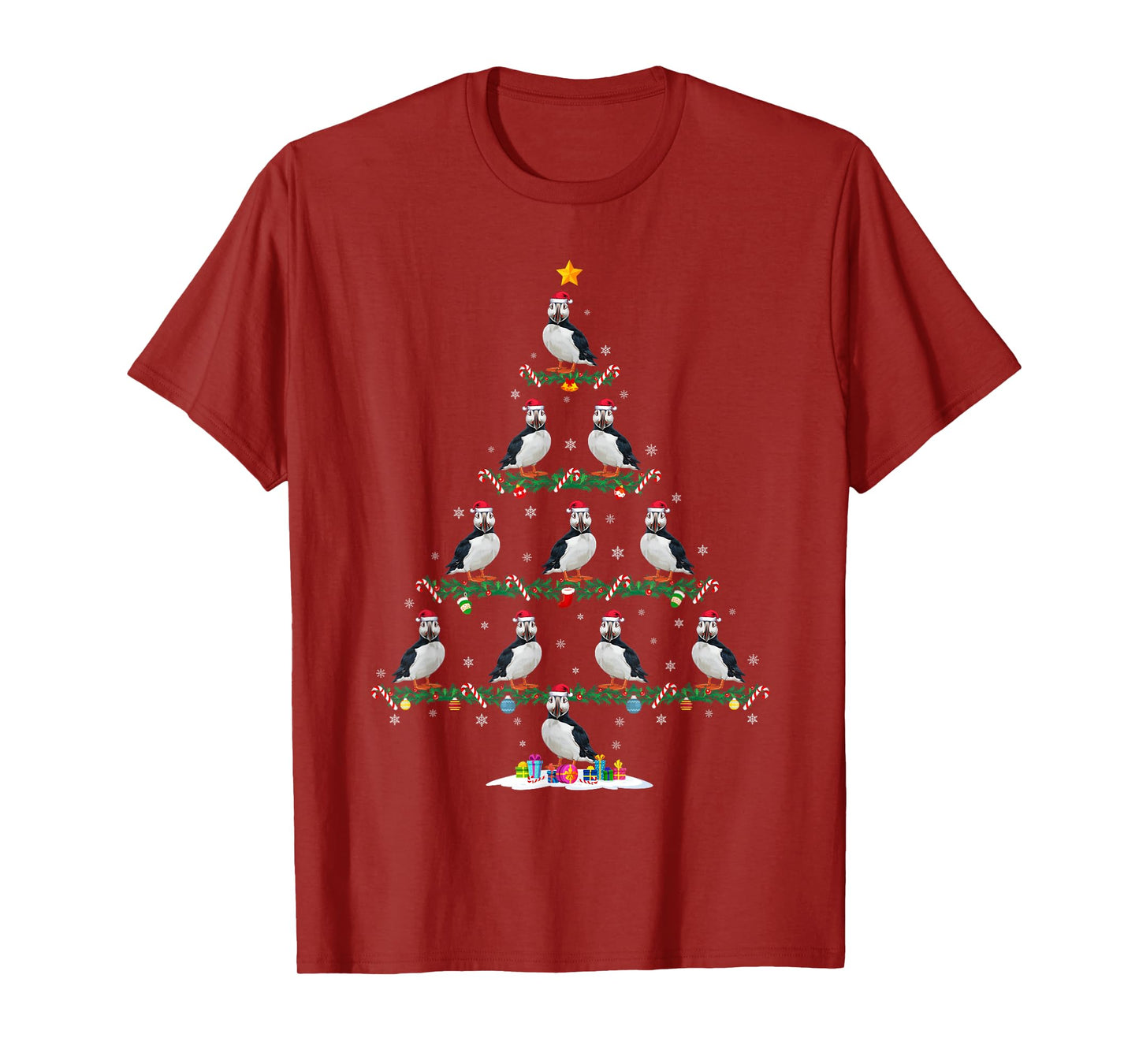 Puffin Christmas Tree Pajama Men Women Kids Ugly Xmas T-Shirt