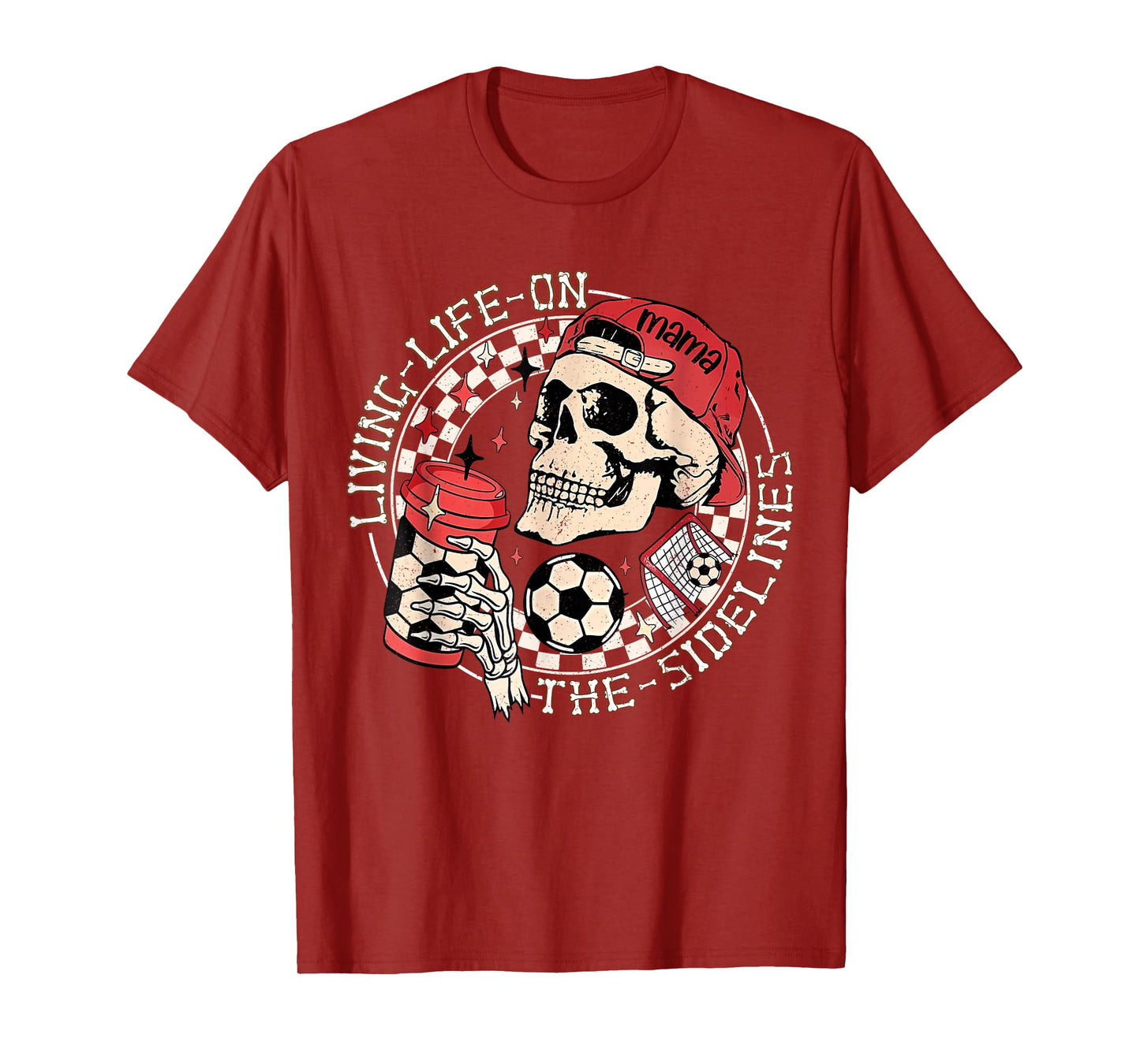 Soccer Mama Living Life On The Sidelines Skeleton Coffee T-Shirt