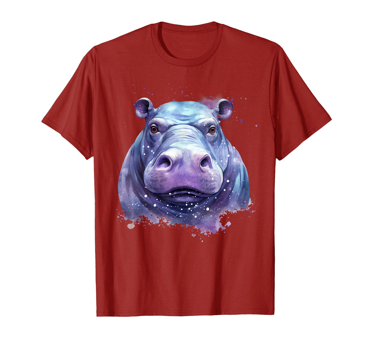 Hippo Portrait Wildlife Colourful Animal Print Hippopotamus T-Shirt
