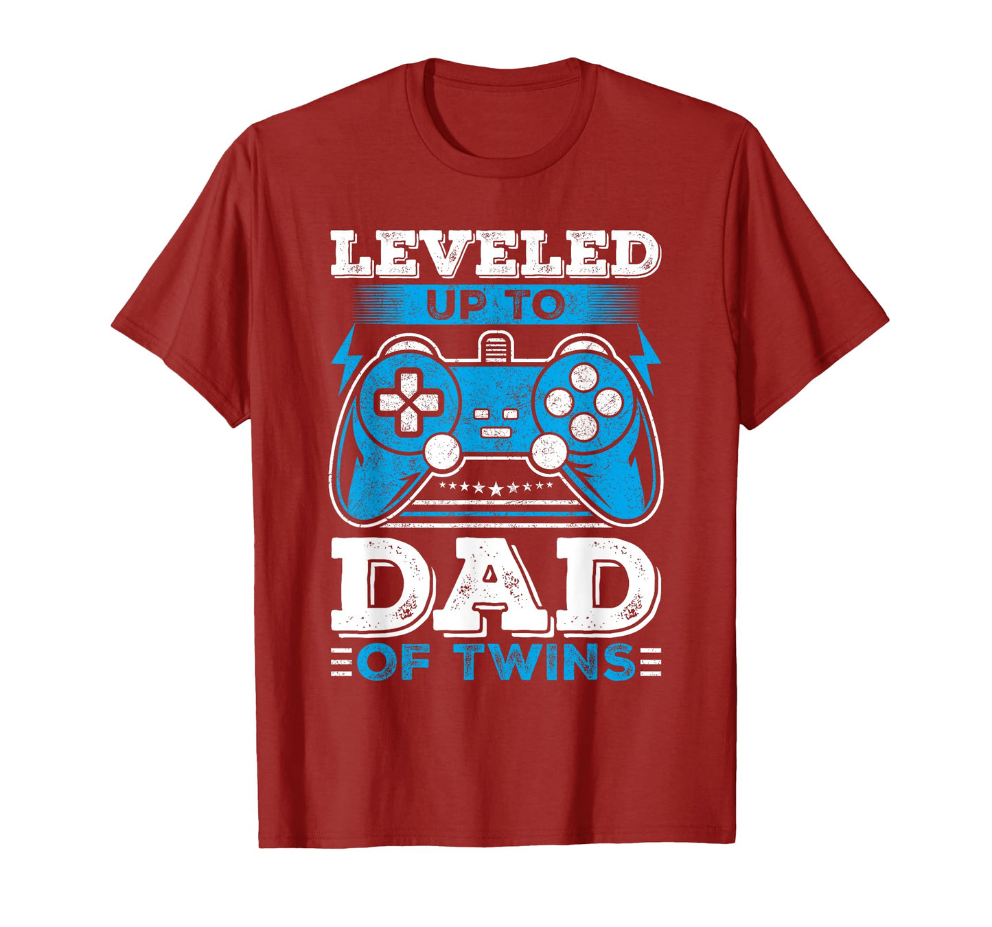Leveled up to Dad Of Twins Video Gamer Gaming T-Shirt