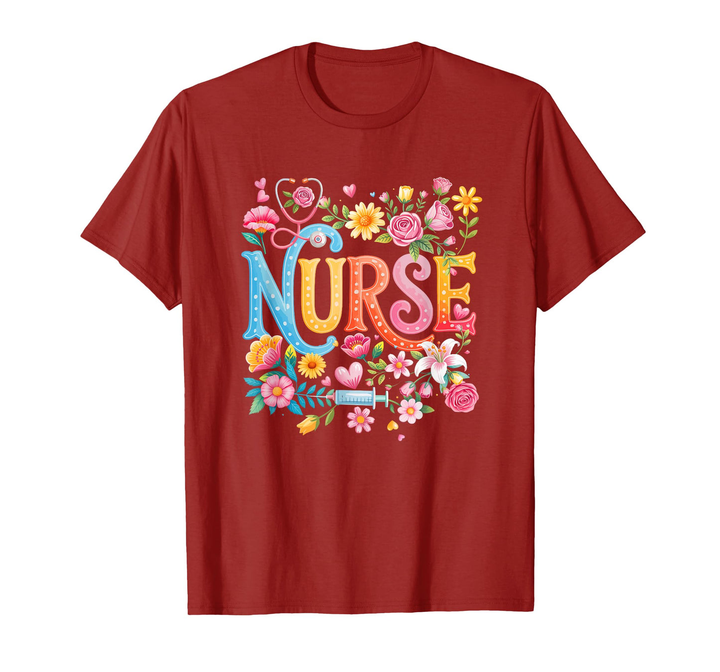 Cute Retro Groovy Nurse Flower Nursing Women T-Shirt