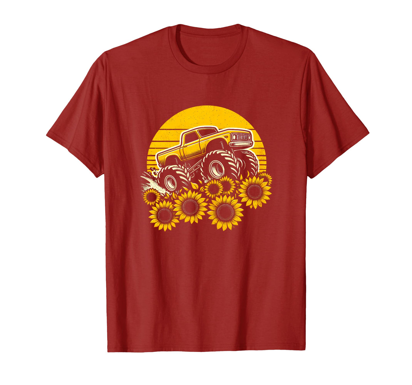 Happy Mother's Day Toddler Sunflower Monster Truck Kids Boys T-Shirt