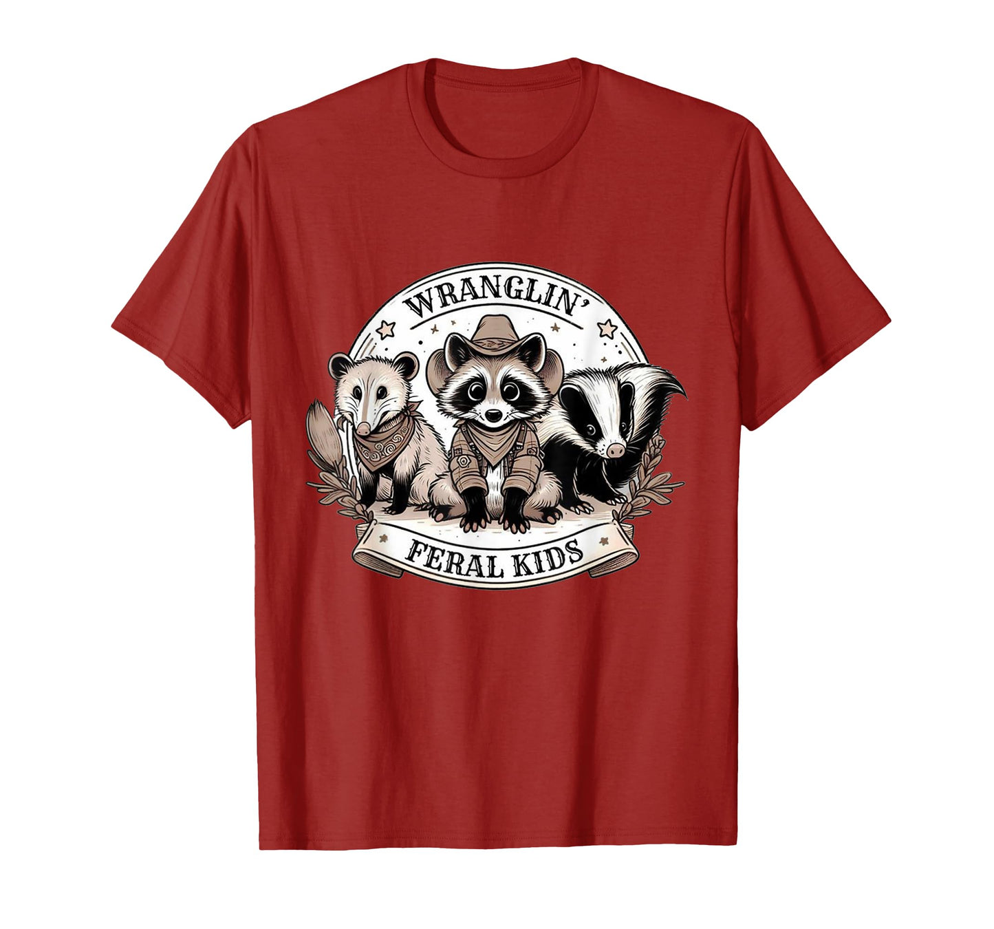 Wrangling Wranglin' Feral Kids Funny Raccoon Opposum Badger T-Shirt