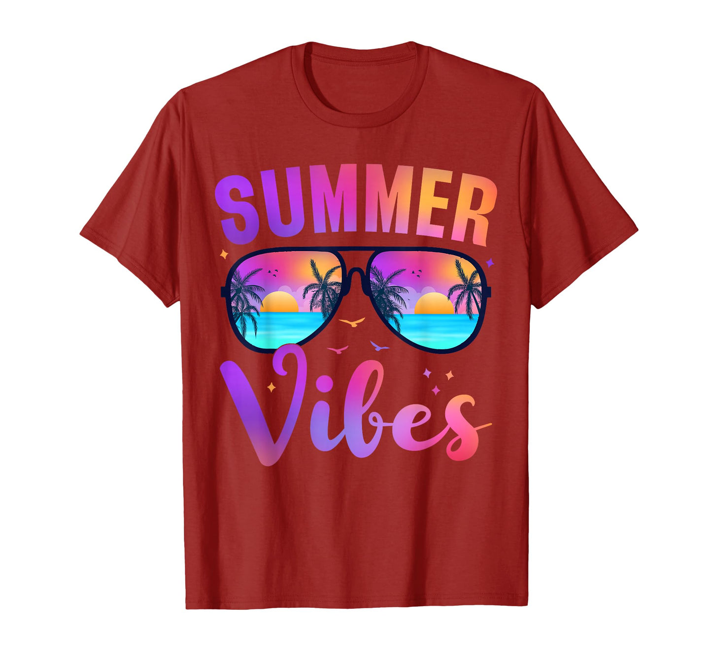 Summer Vibes Palm Sunglasses 70's Beach Life Retro Summer T-Shirt