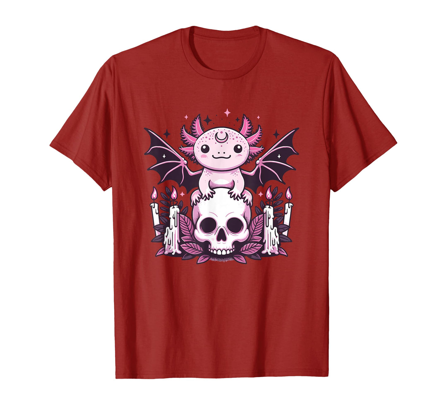 Kawaii Pastel Goth Cute Creepy Axolotl Bat Skeleton T-Shirt