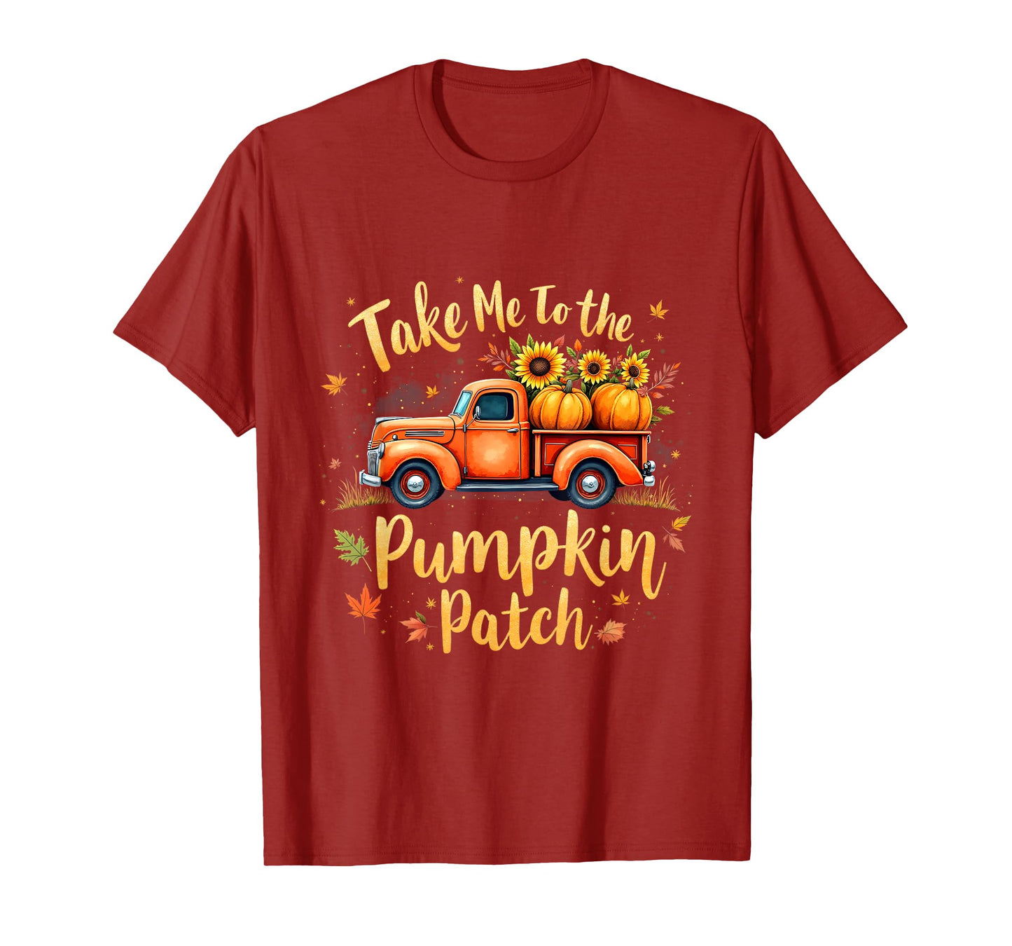 Take Me to The Pumpkin Patch Vintage Truck Fall Art T-Shirt