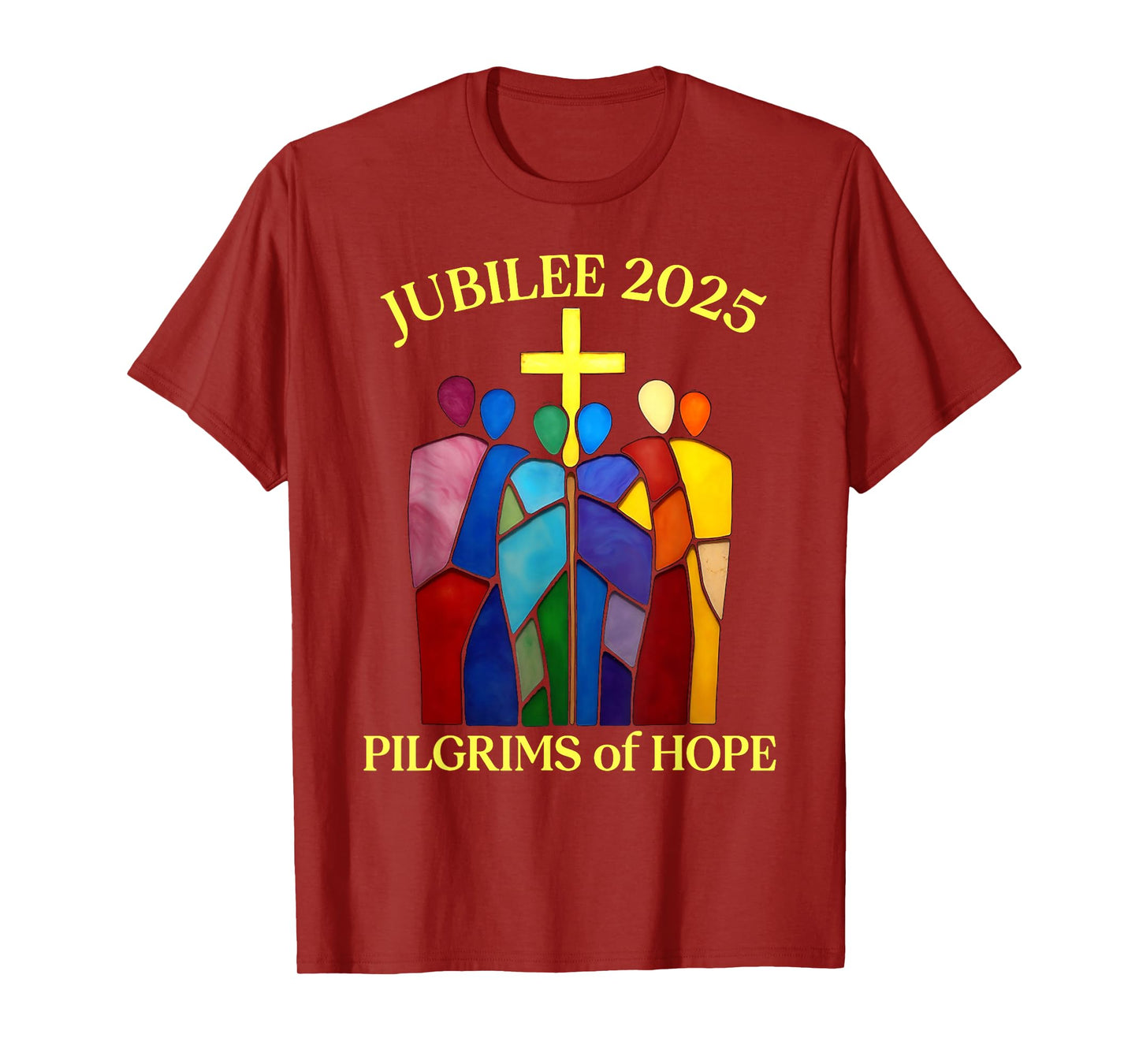 Catholic Jubilee 2025 Stained Glass Pilgrims Of Hope T-Shirt