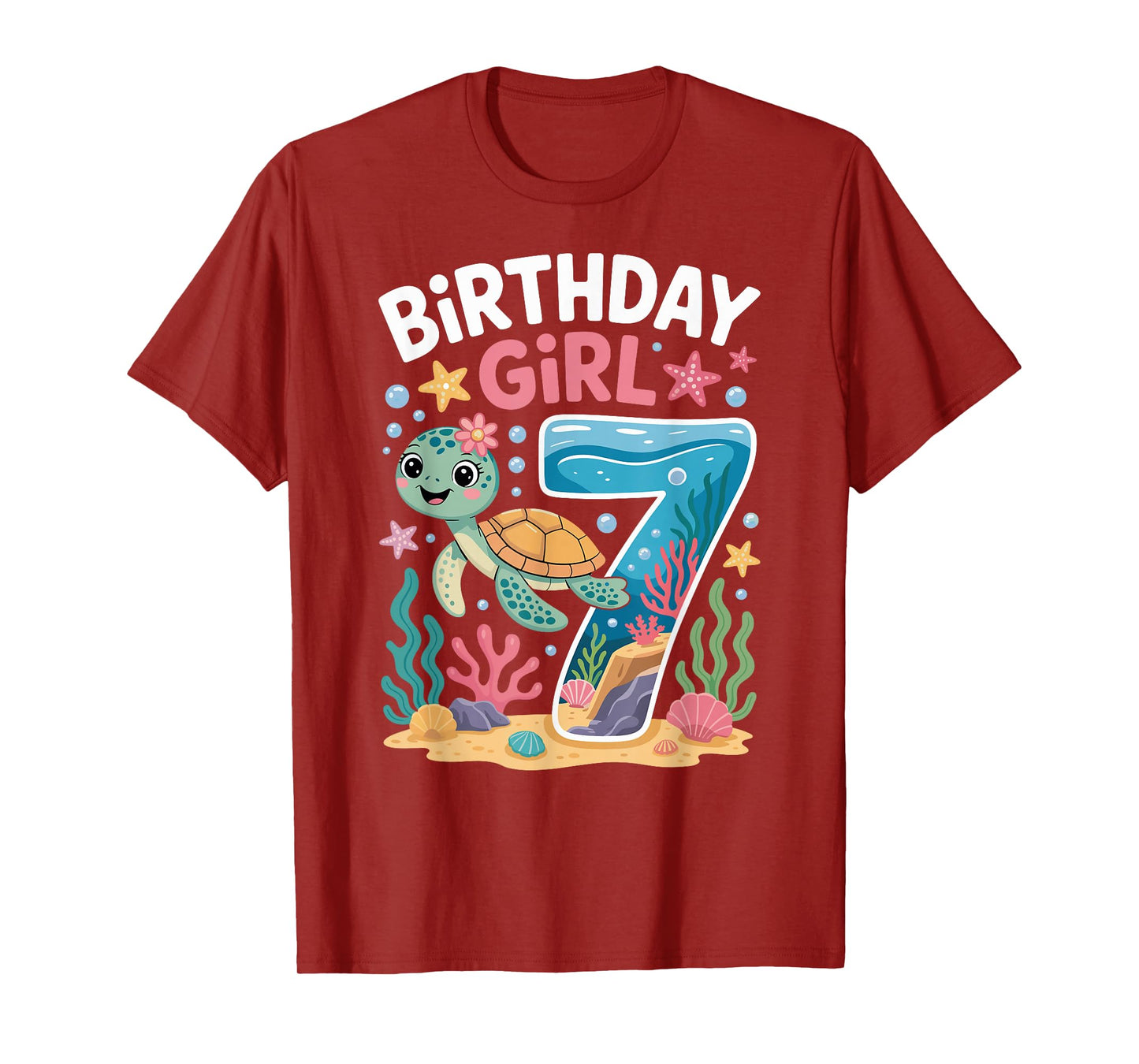 Birthday Girl 7th Sea Turtle Ocean Aquarium T-Shirt