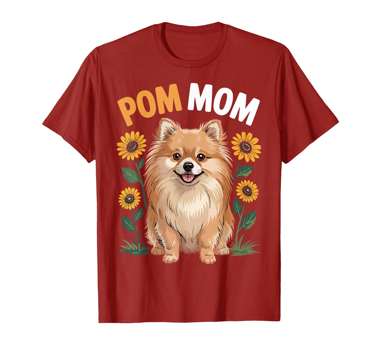 Pom Mom Pomeranian Dog Sunflower Lover Mothers Day T-Shirt