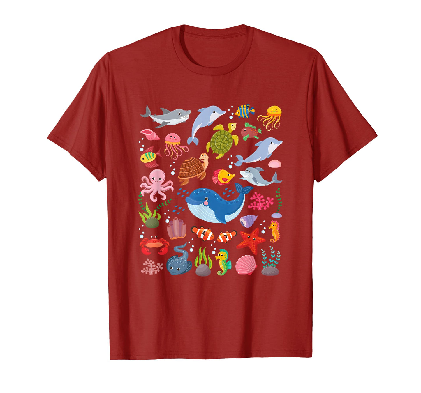 Cute Sea Animals Kids Children Ocean Creatures Clownfish T-Shirt