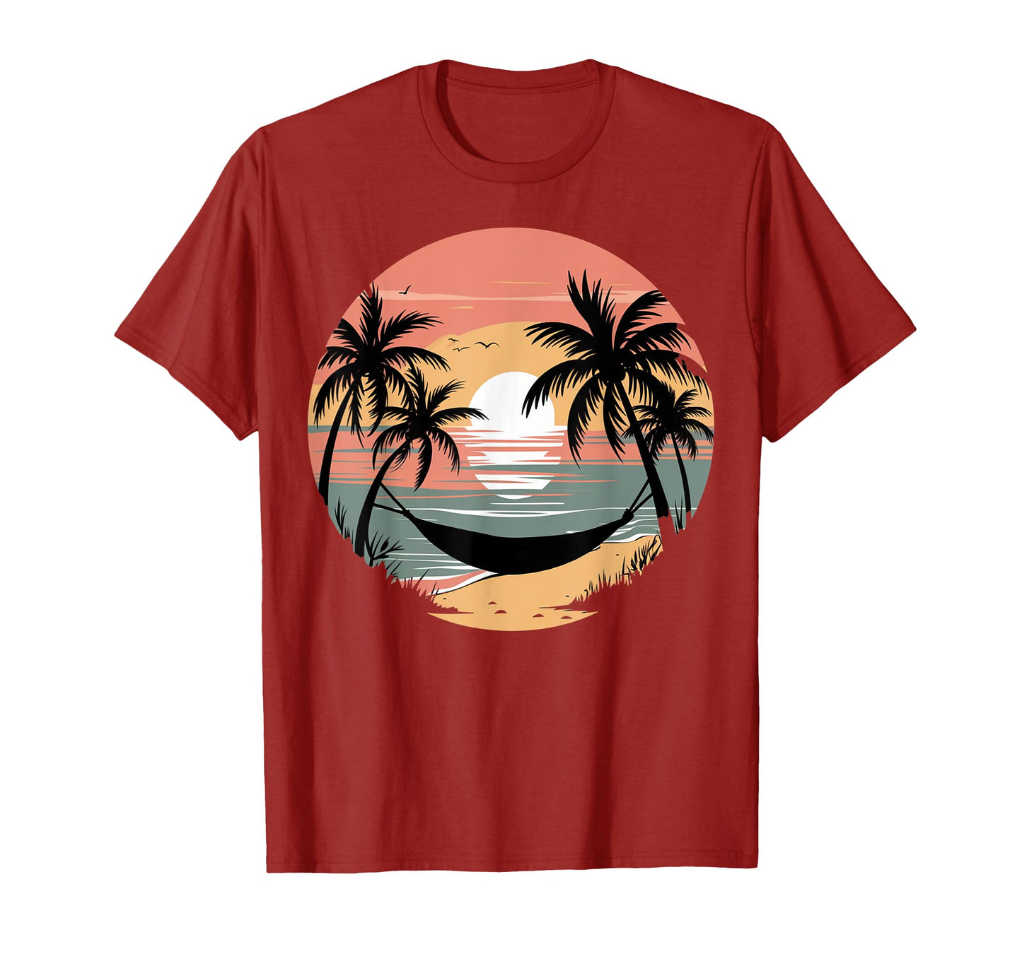 Vacation Smile Tropical Sunset Palm Trees Hammock T-Shirt