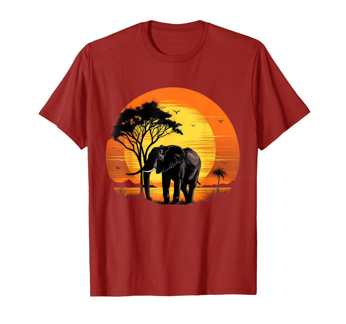 Elephant Sunset Wildlife Savanna Nature Safari Animal Art T-Shirt