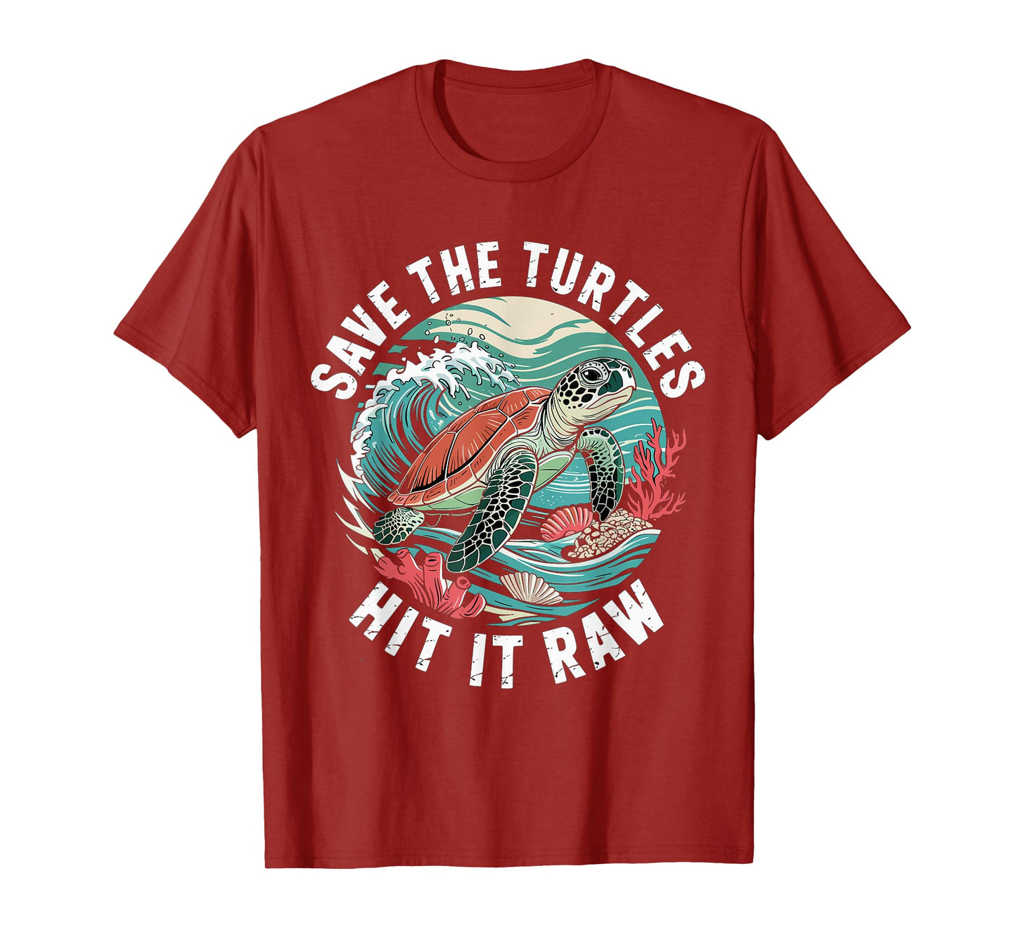 Save The Turtles Hit It Raw Funny Adult Ocean Humor T-Shirt