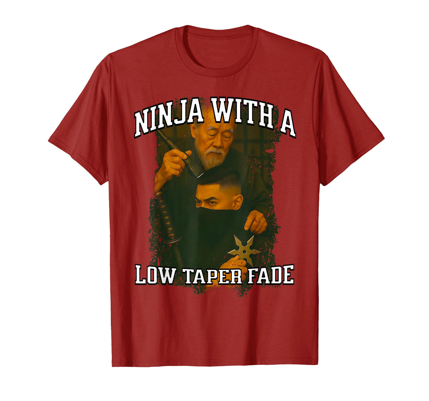 Ninja With A Low Taper Fade Ironic Meme Sigma Brainrot Quote T-Shirt