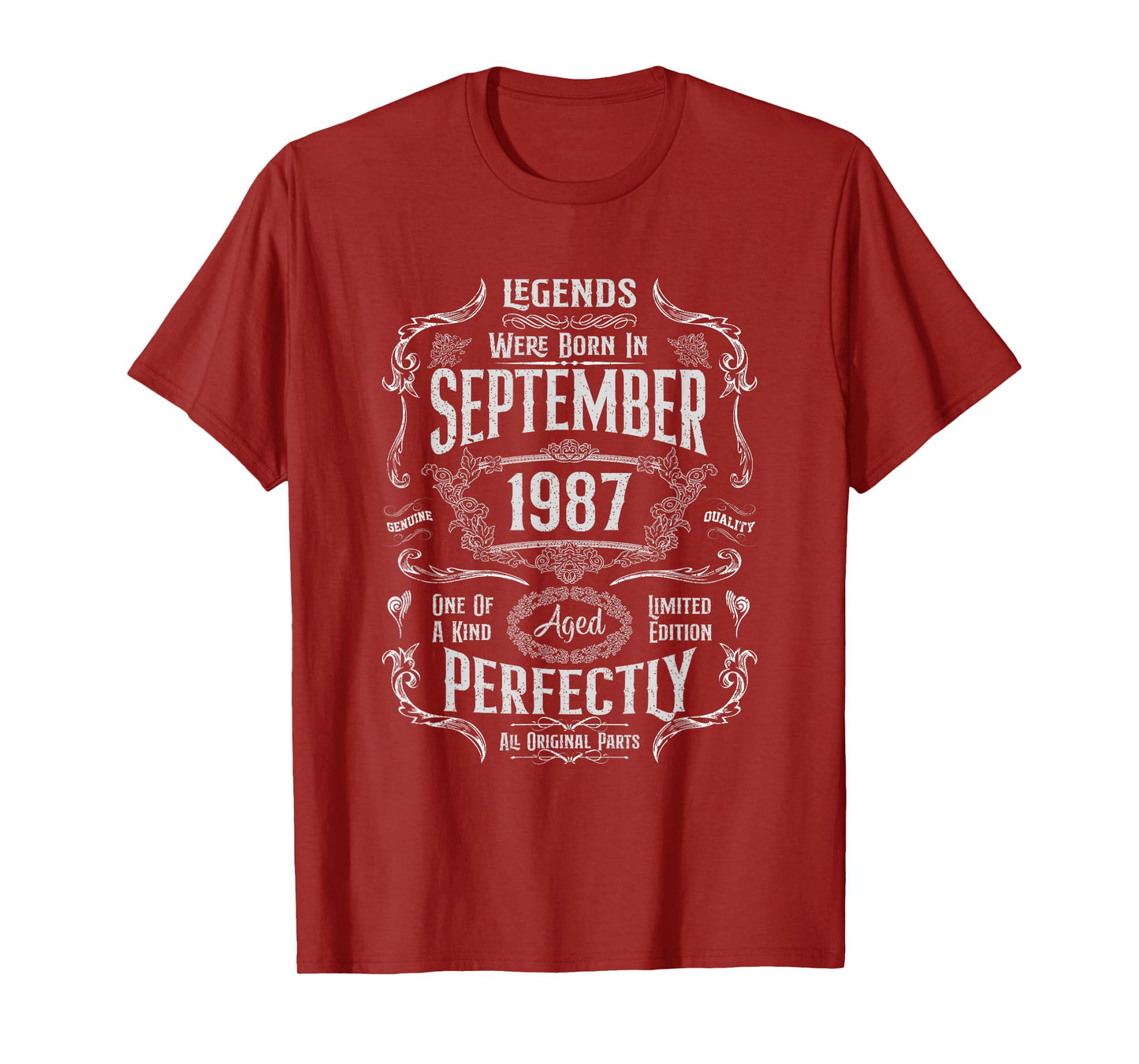 Vintage 38th Birthday Legends Were Born In September 1987 T-Shirt