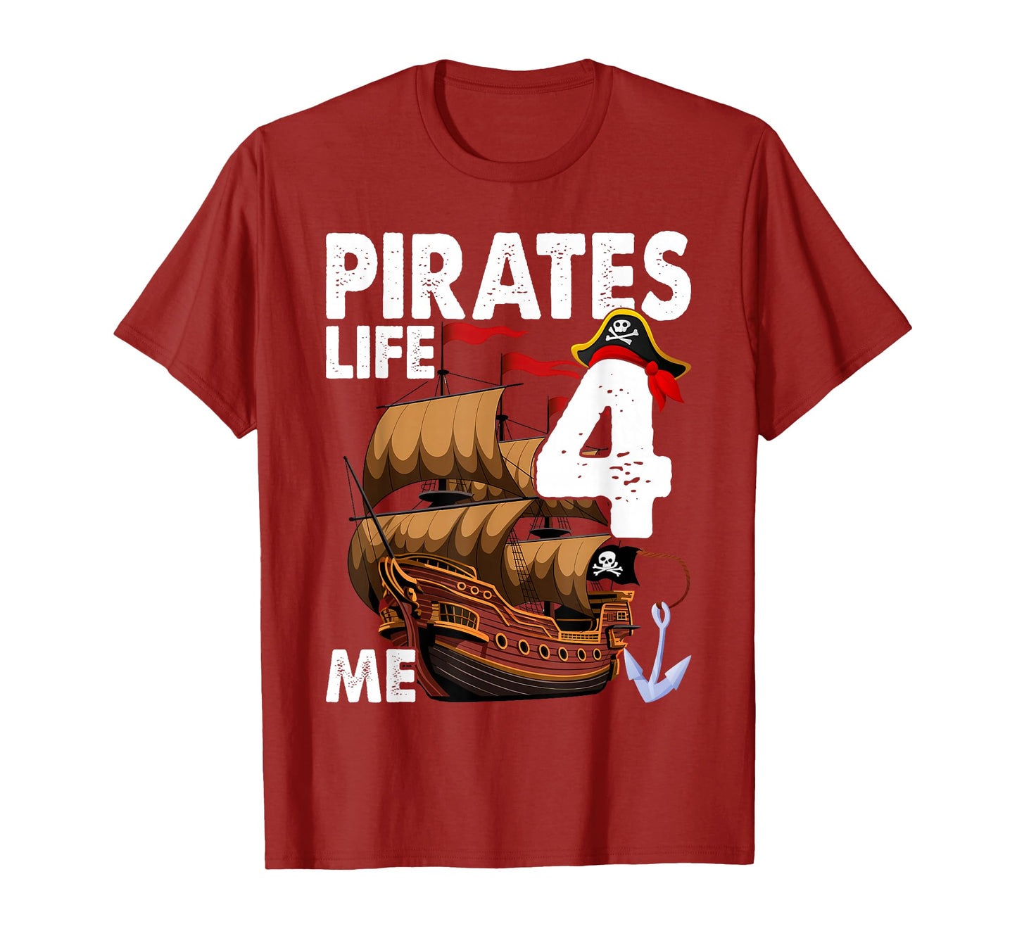 Pirates Life 4 Me 4th Birthday Boy 4 Years Old Birthday Boys T-Shirt