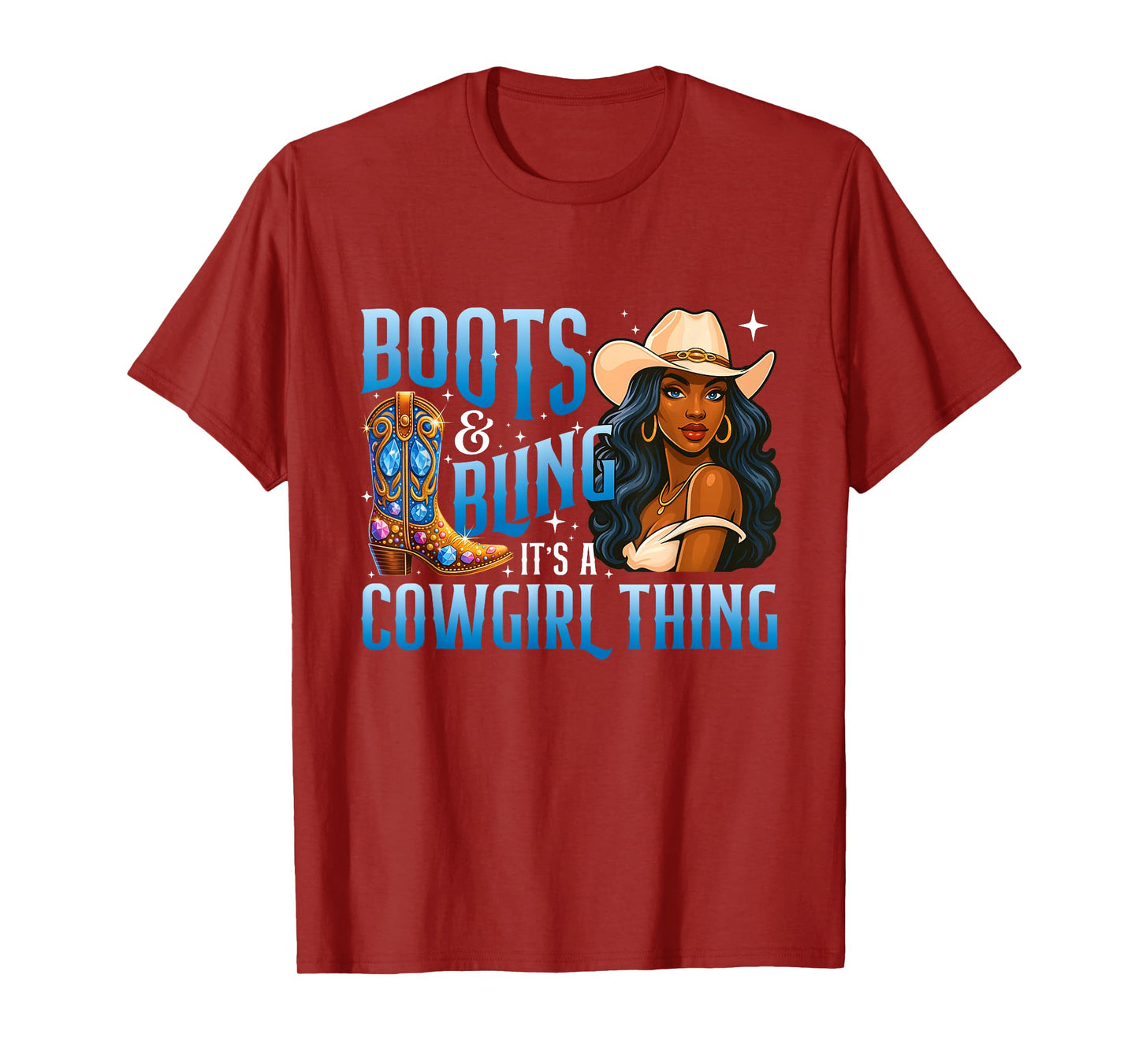 Boots & Bling It's A Cowgirl Thing - Black Cowgirl Western T-Shirt