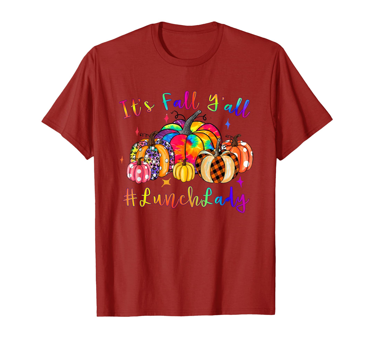 Tiedye Pumpkin Fall Autumn Thanksgiving Lunch Lady Women T-Shirt