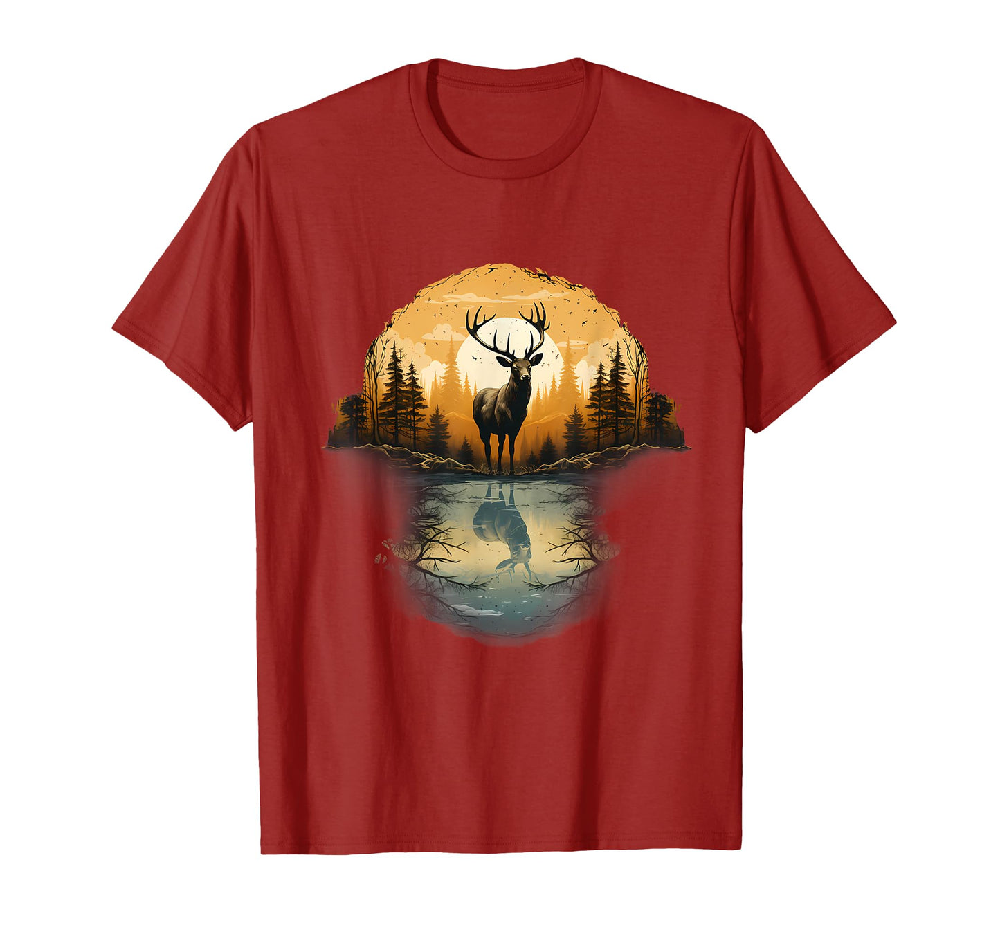 Deer Landscape Artwork Motif Animal Lovers Nature Wildlife T-Shirt
