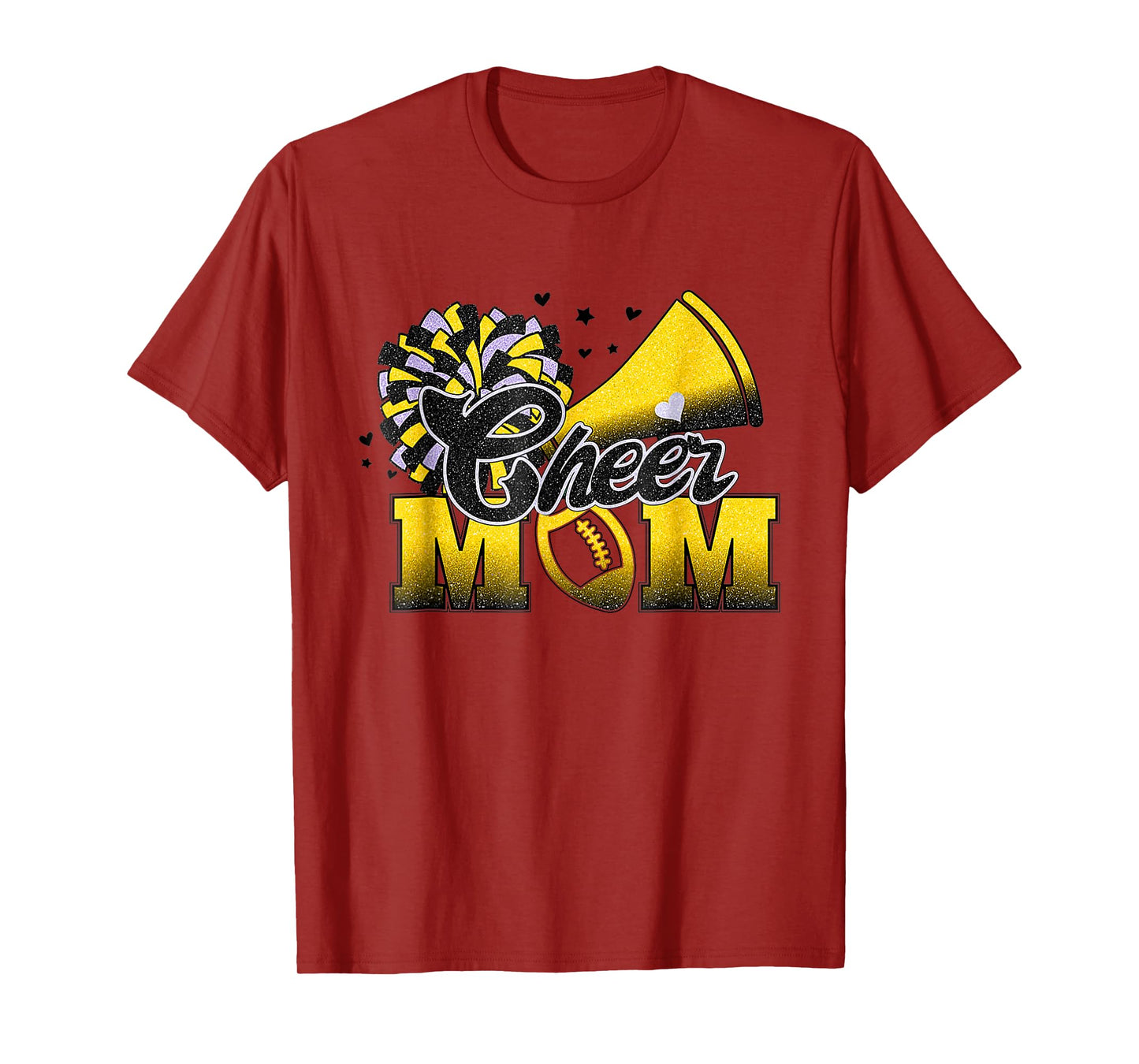 Football Cheer Mom Biggest Fan Cheerleader Black Yellow Gold T-Shirt