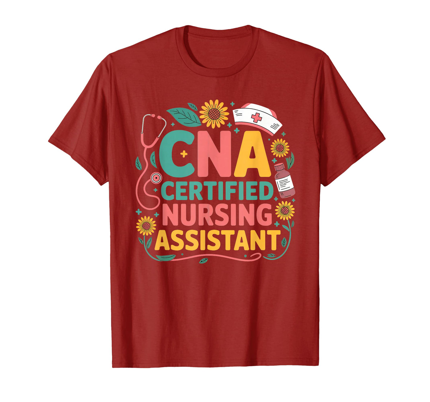 CNA Certified Nursing Assistant Floral Nurse Life Healthcare T-Shirt