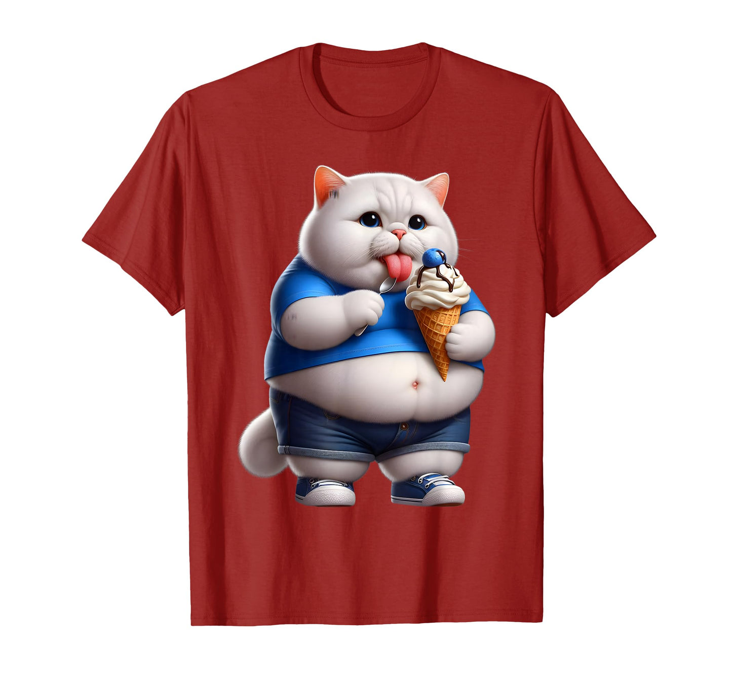 Funny Fat Cat Men Women Kids Ice Cream Fat Kitten Cat Lover T-Shirt