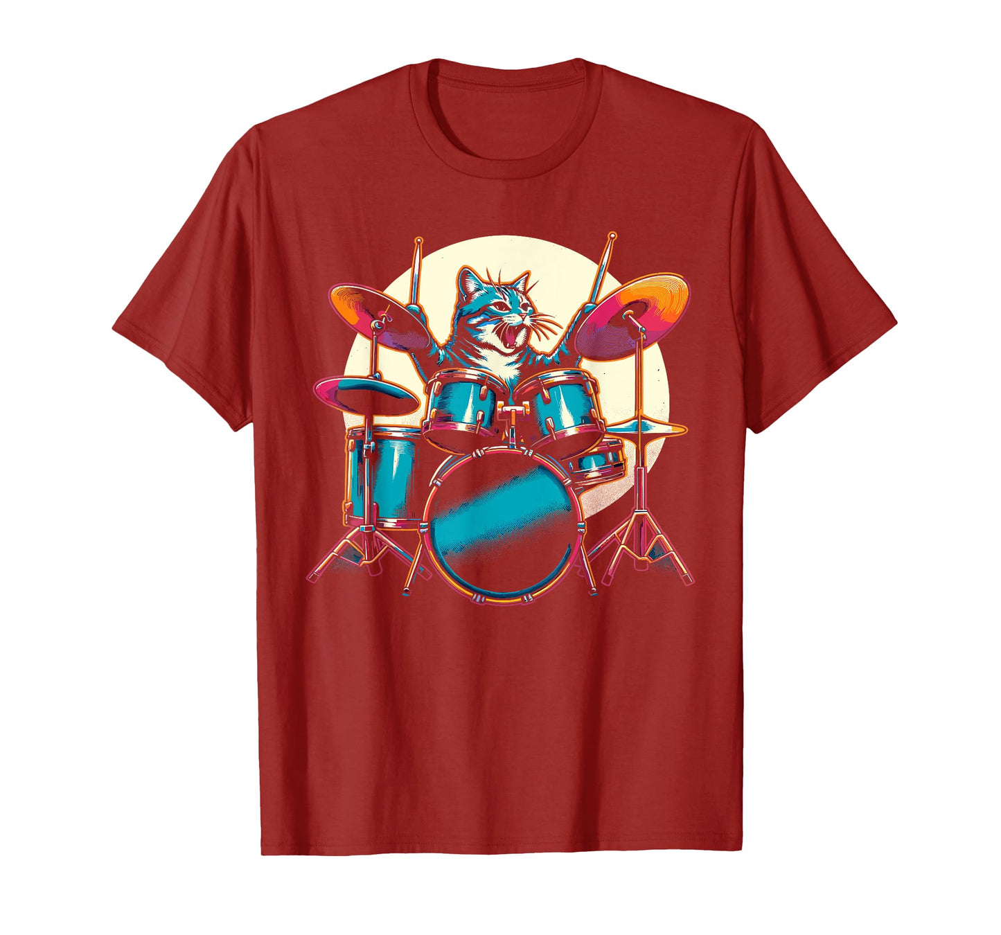 Cat Playing Drums Drummer Novelty Music Lover Funny Drummer T-Shirt