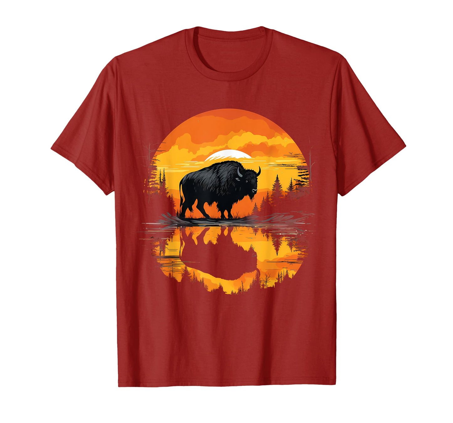 Buffalo Sunset Wildlife Safari Nature Bison Motif Savanna T-Shirt