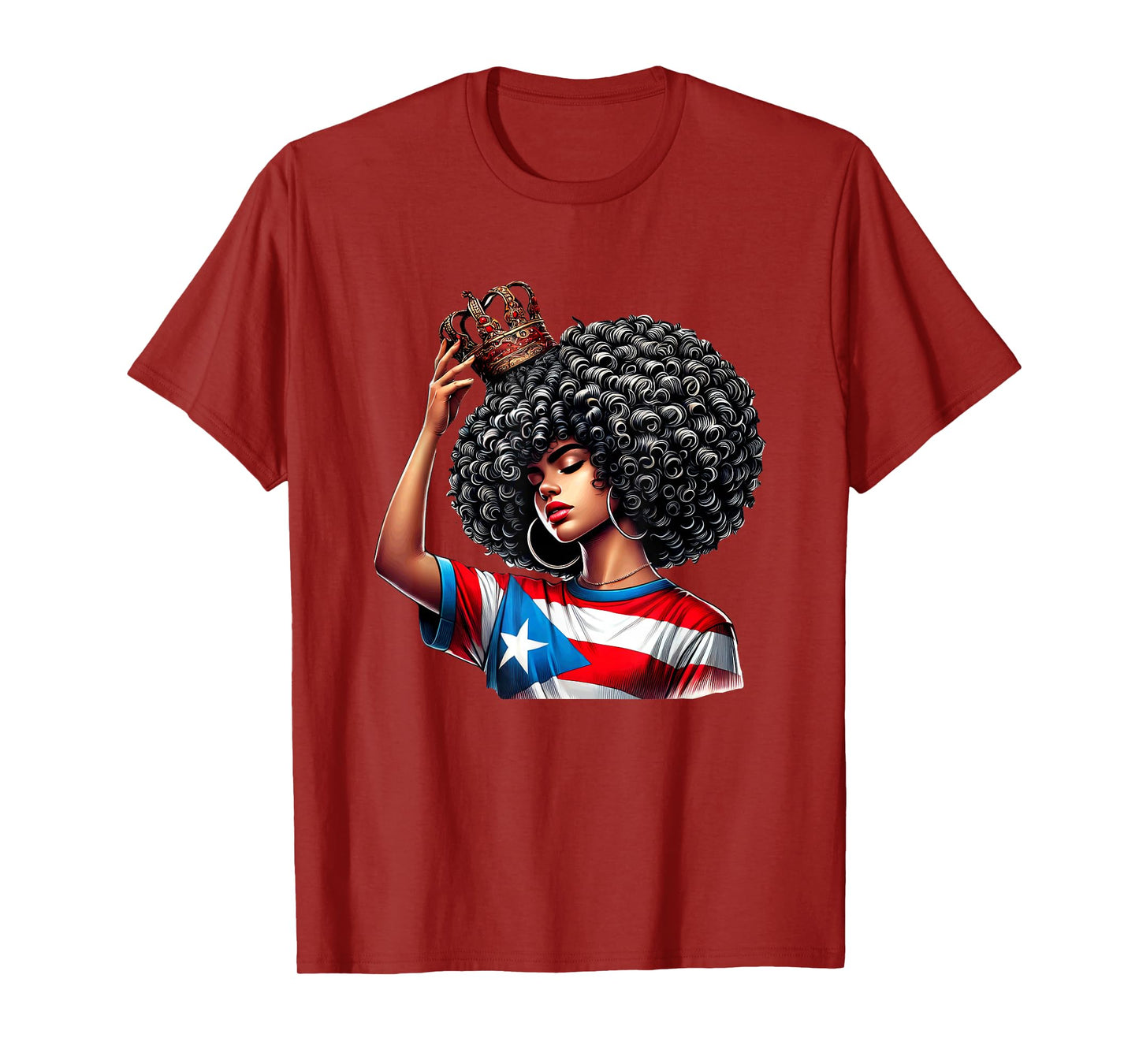 Afro Boricua Queen Puerto Rican Princess Flag Crown Latina T-Shirt