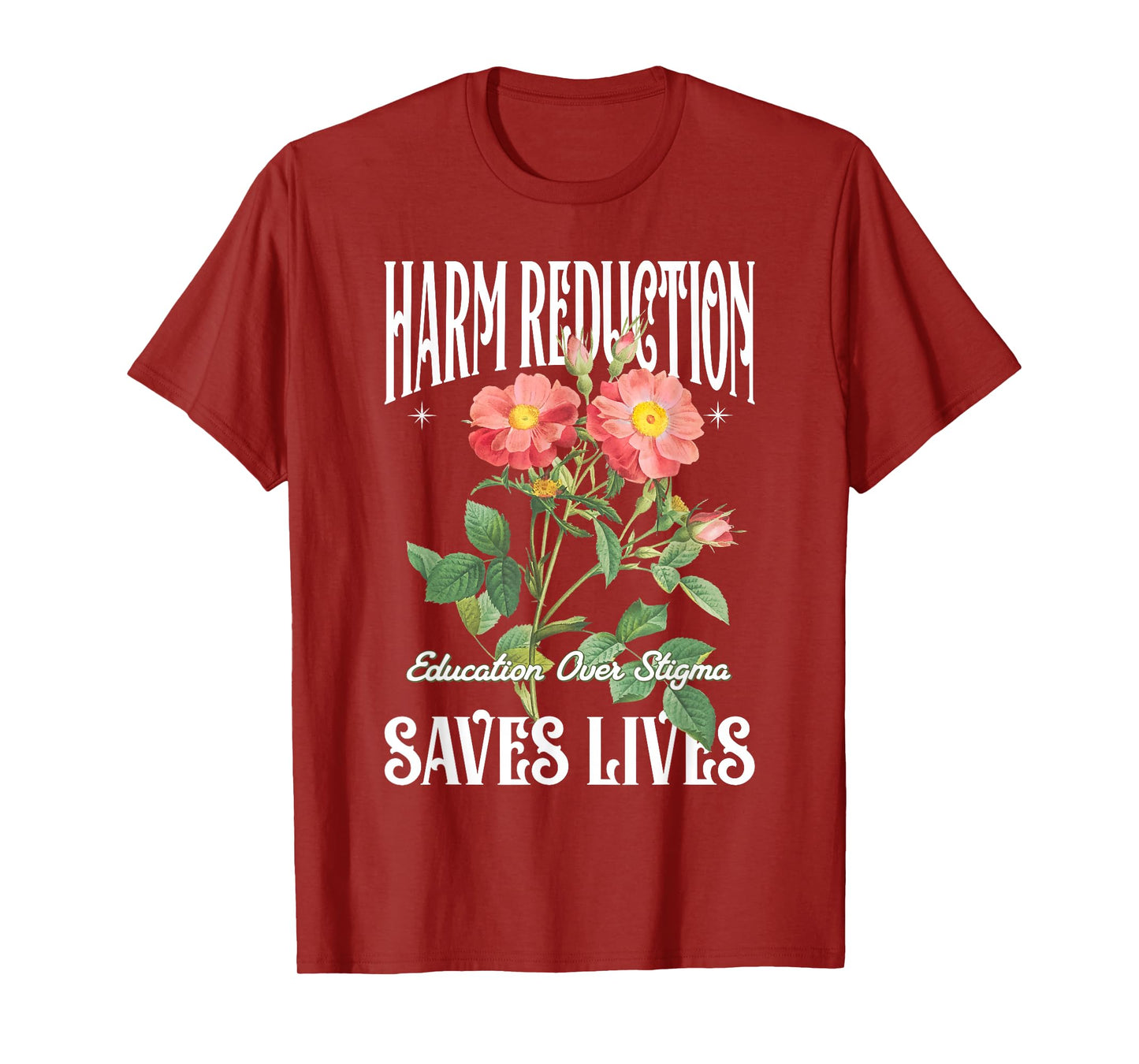 Retro Flower Harm Reduction Saves Lives Overdose Awareness T-Shirt