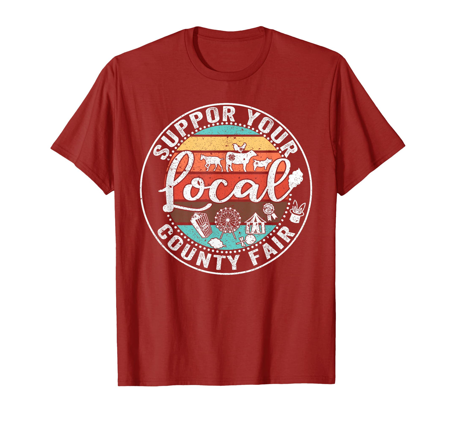 Support Your Local County Fair Farmer Country Farm Life T-Shirt, Small, Black