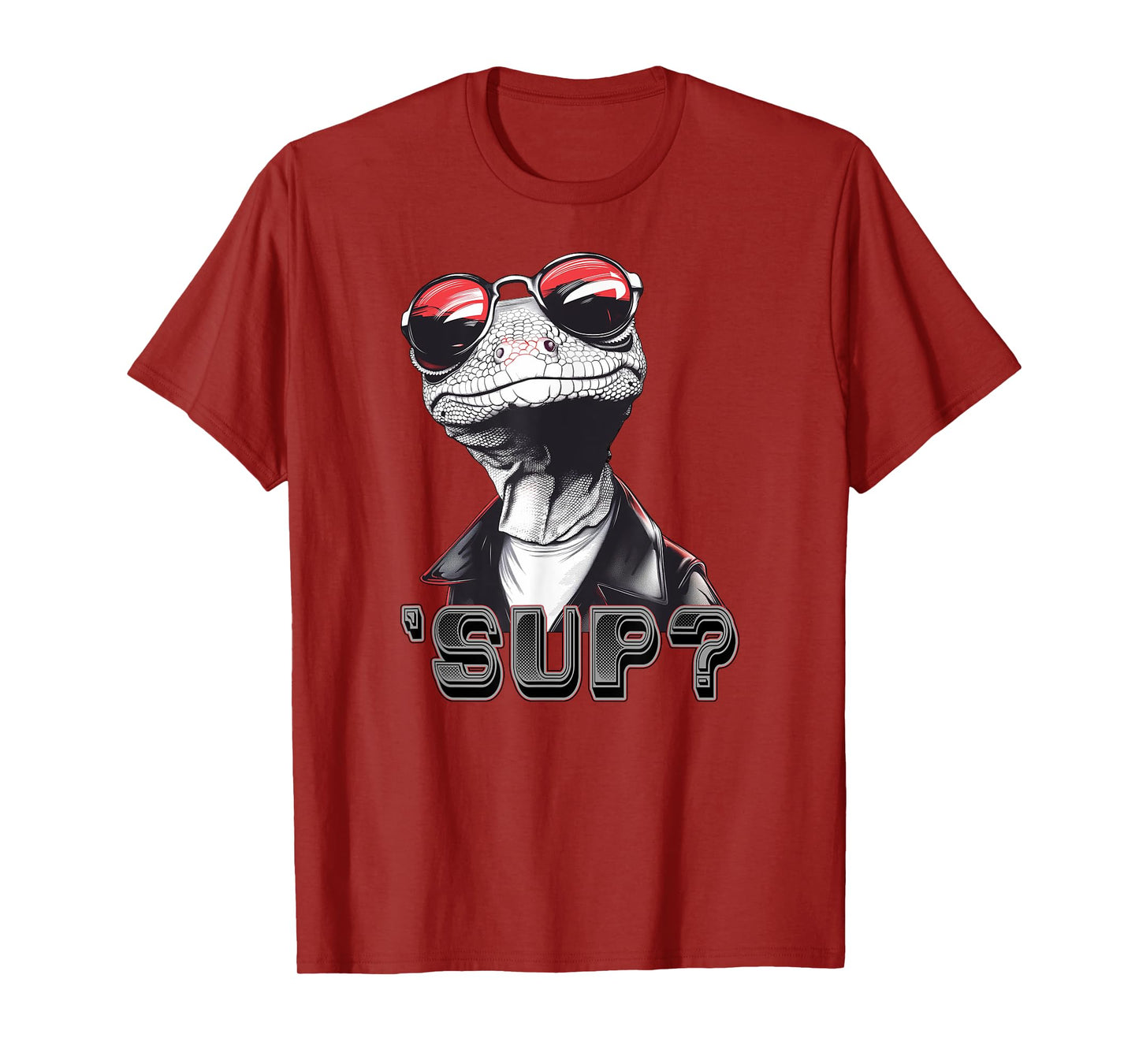 Cool Lizard Wearing Shades and Leather Jacket Asking 'Sup? T-Shirt