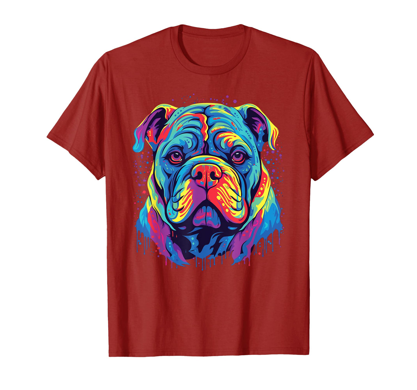 Watercolor Colorful Alapaha Blue Blood Bulldog Dog T-Shirt for Men Women Girls Kids