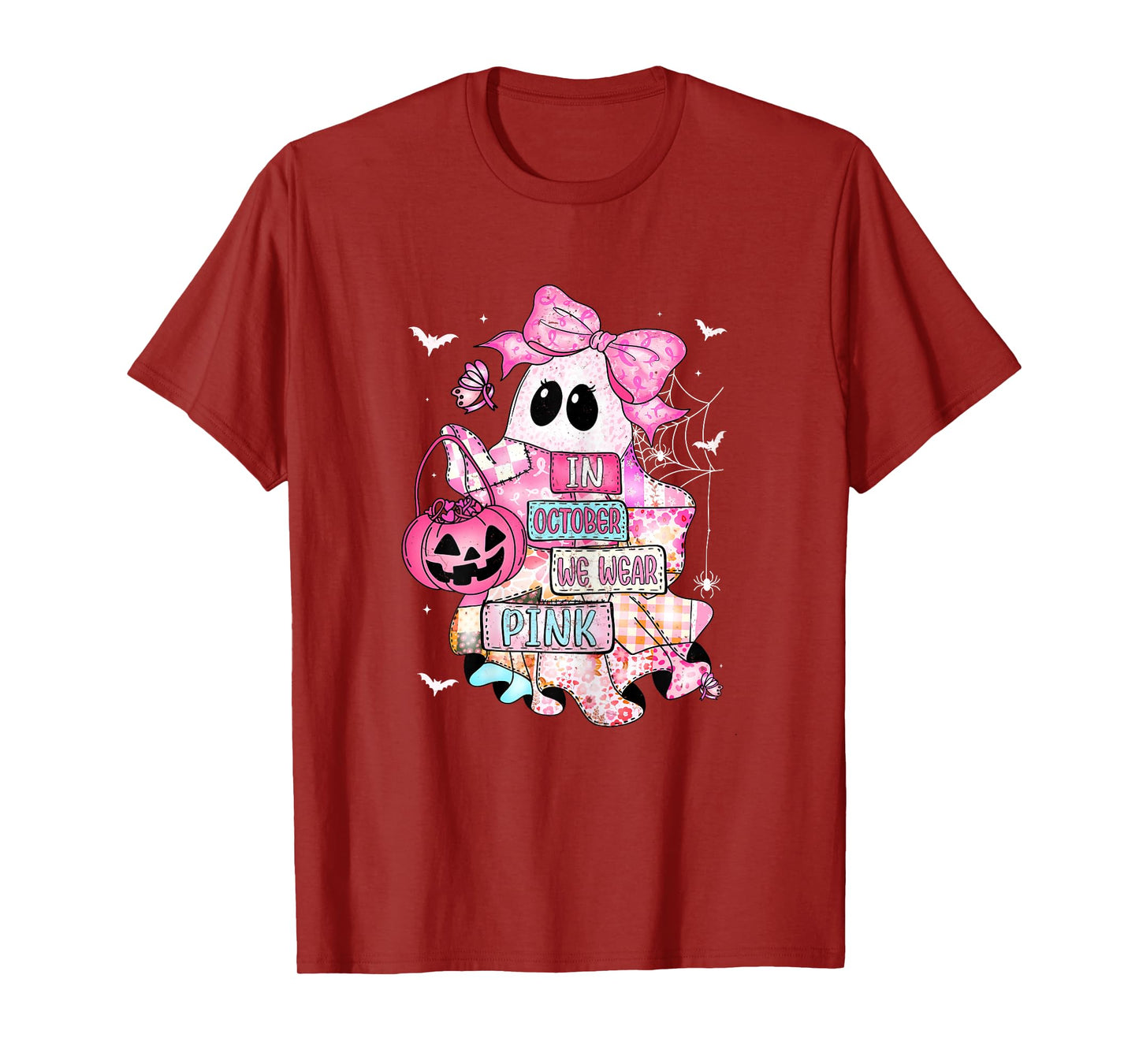 Halloween in October We Wear Pink Breast Cancer Awareness T-Shirt